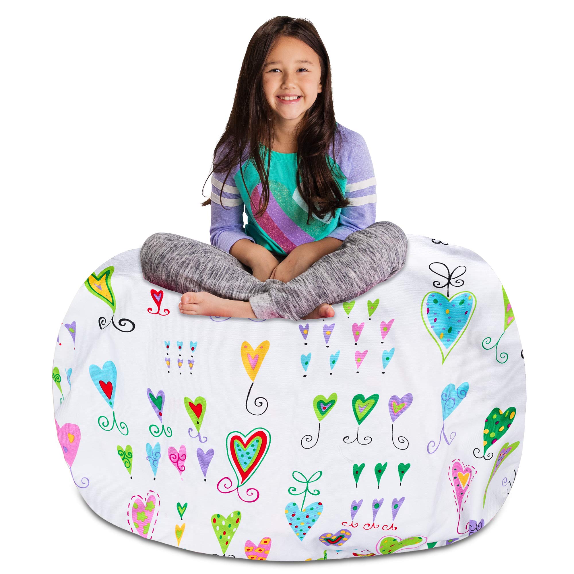 Kids Stuffed Animal Storage Bean Bag Chair Cover - Childrens Toy Organizer