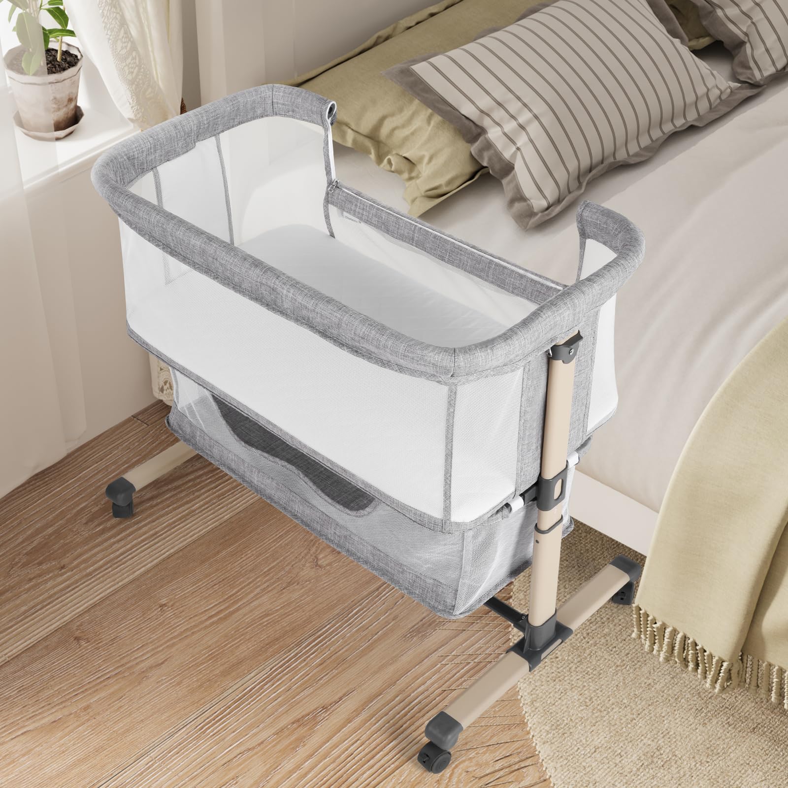 Bedside Bassinet with Adjustable Height