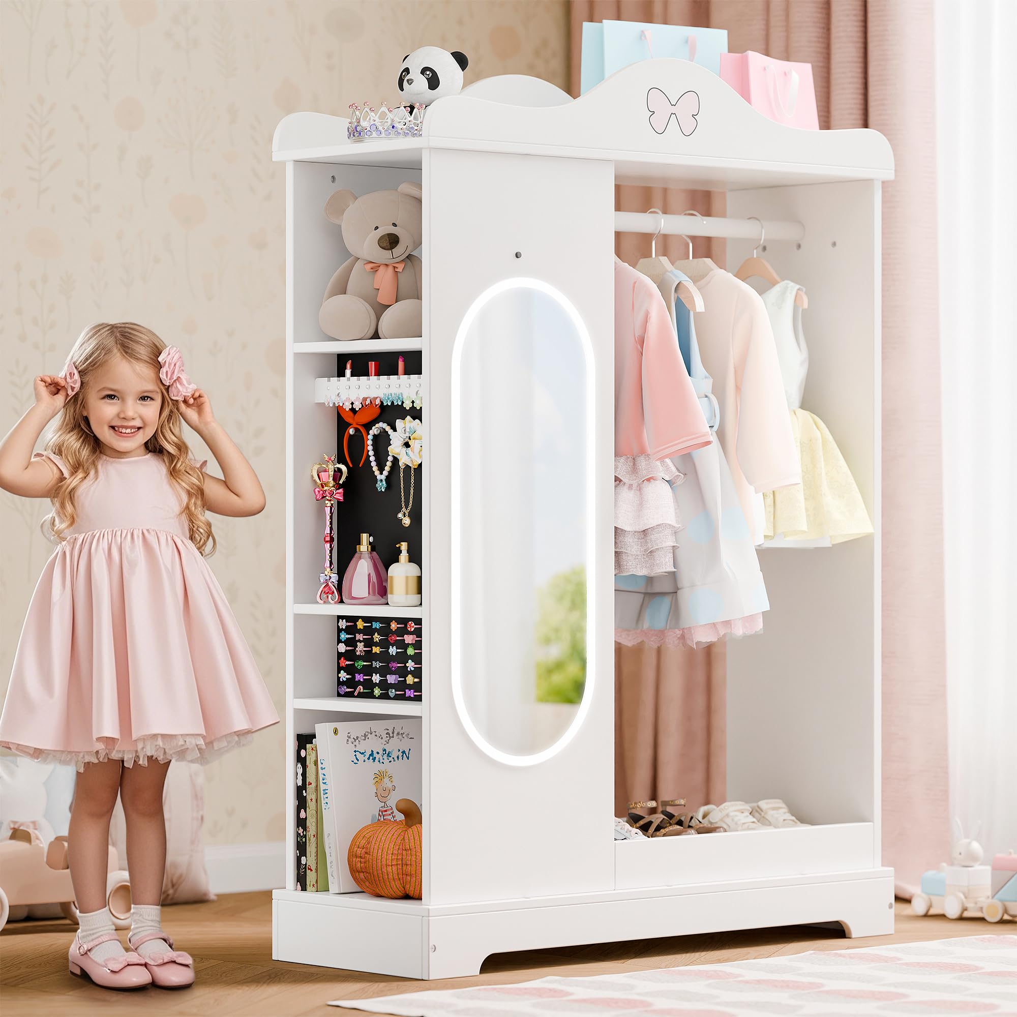 Kids Armoire with Jewelry Cabinet and Mirror