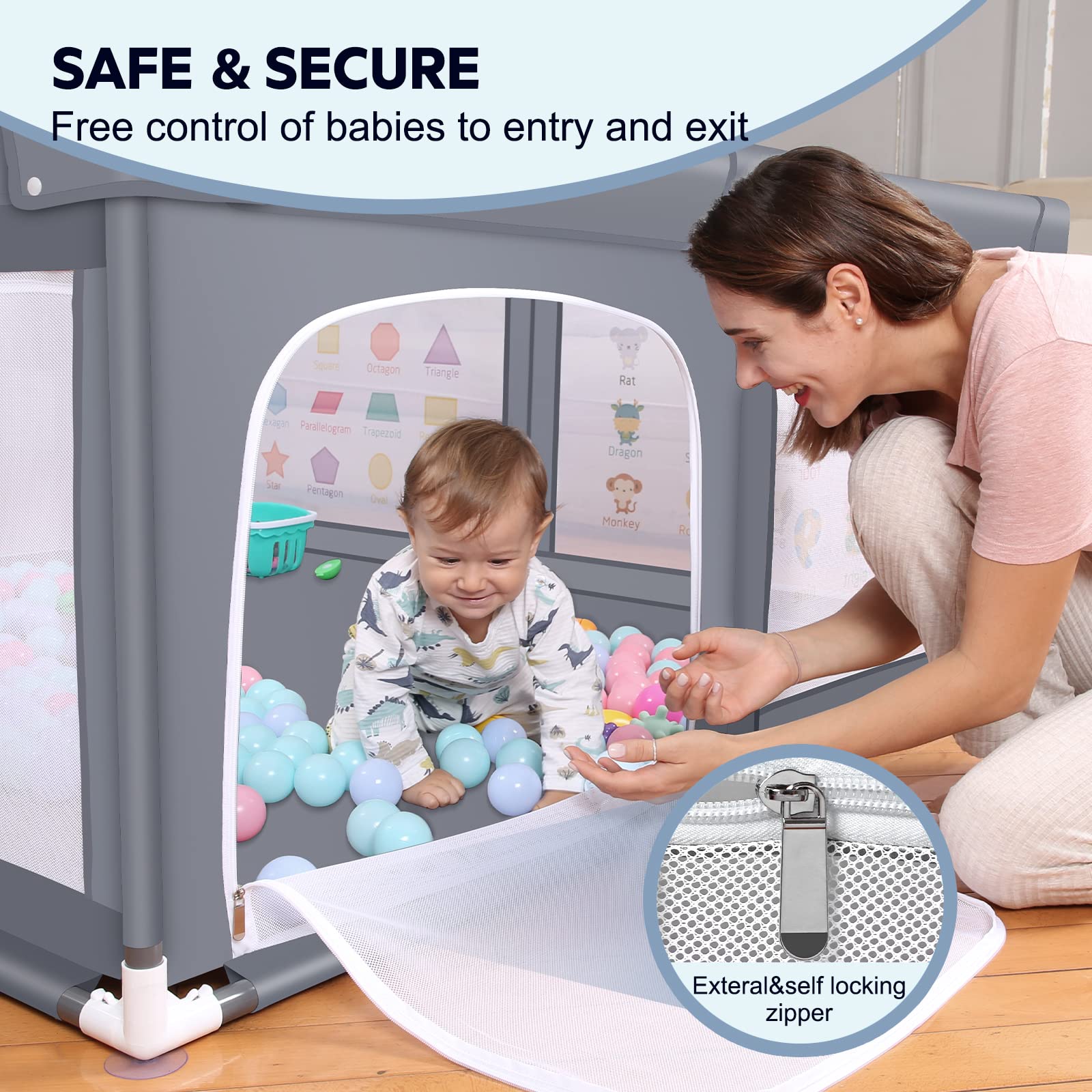 Extra Large Baby Playpen with Safety Mat