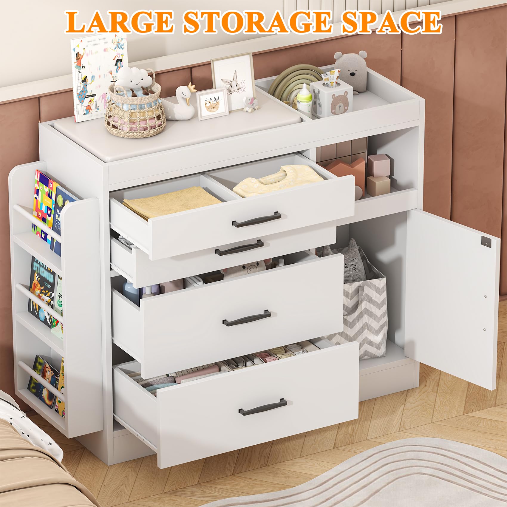 Baby Changing Table Dresser with Storage