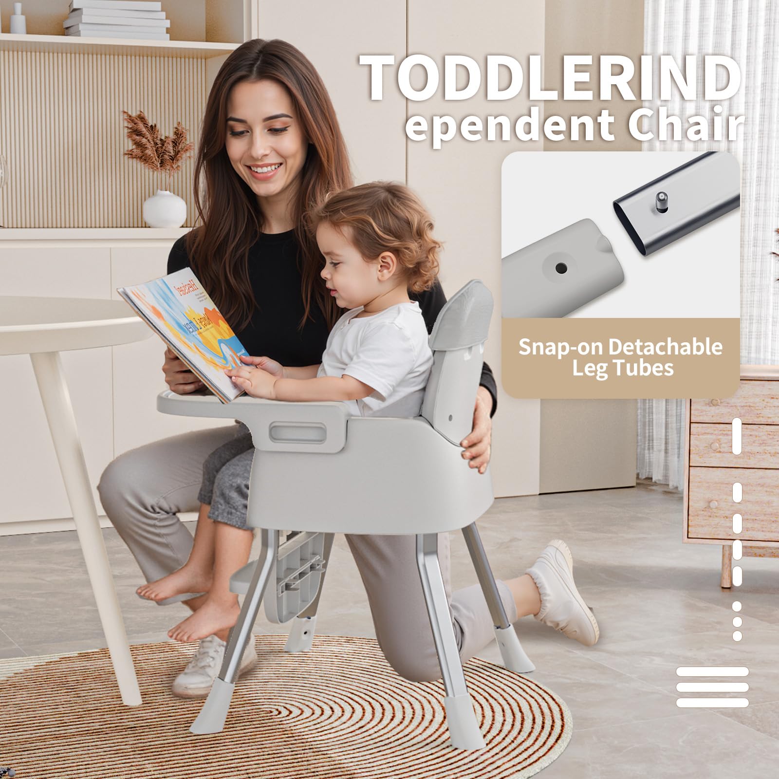 4-in-1 Convertible High Chair with 5-Point Harness and Removable Tray