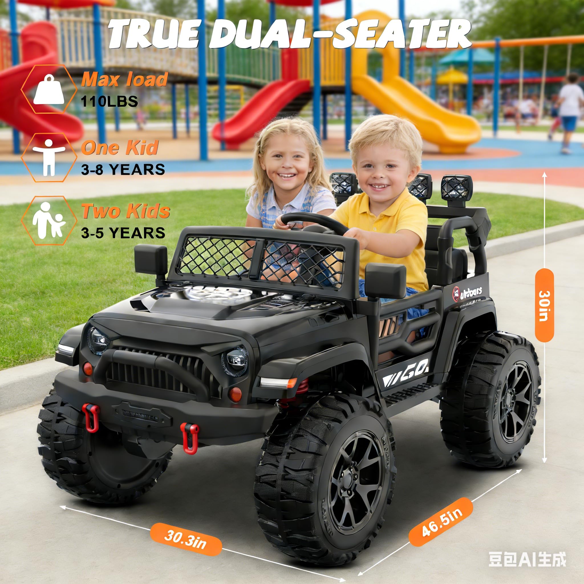 24V 2-Seater Kids Electric Ride-On Car with Remote Control