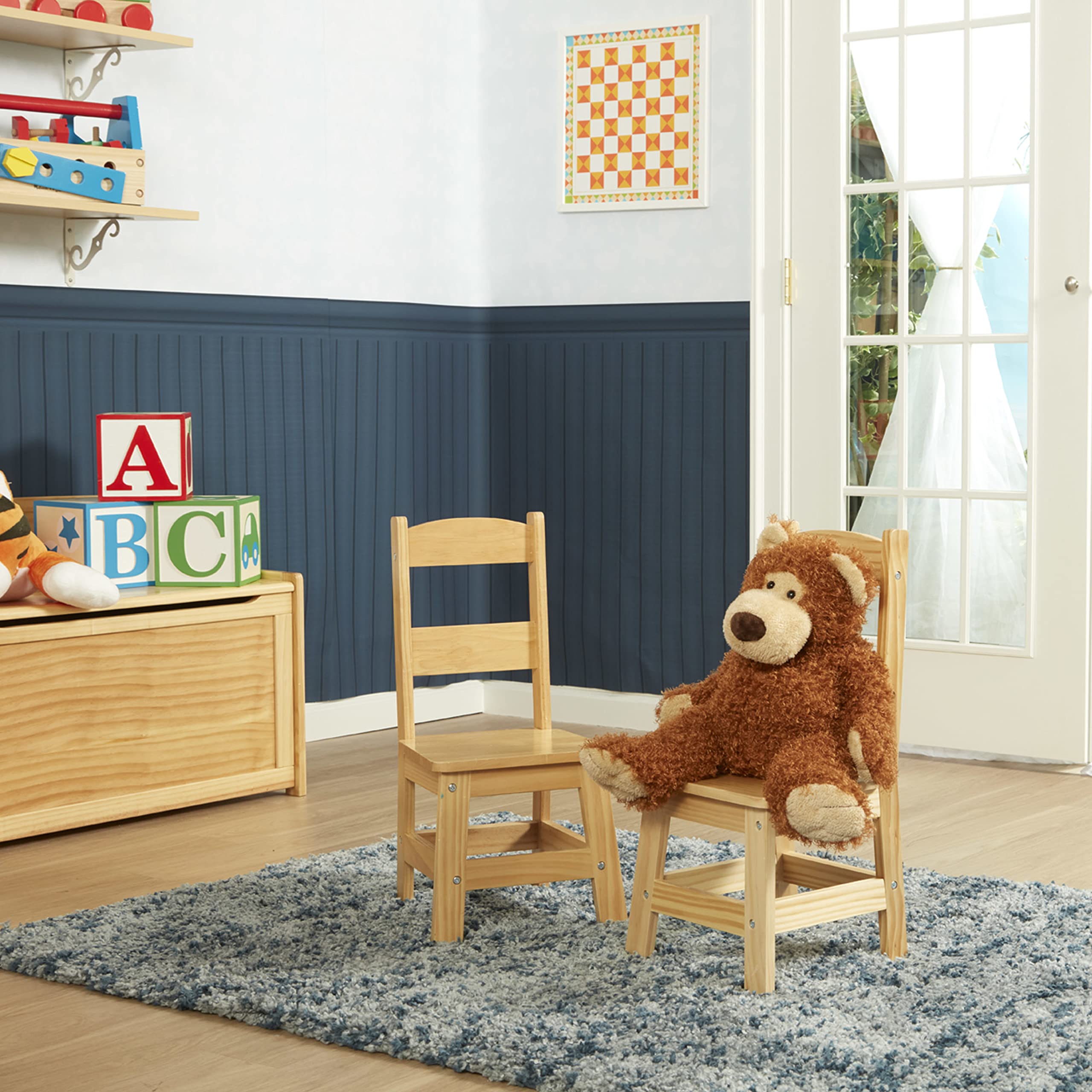 Wooden Chairs, Set of 2 - Blonde Furniture for Playroom