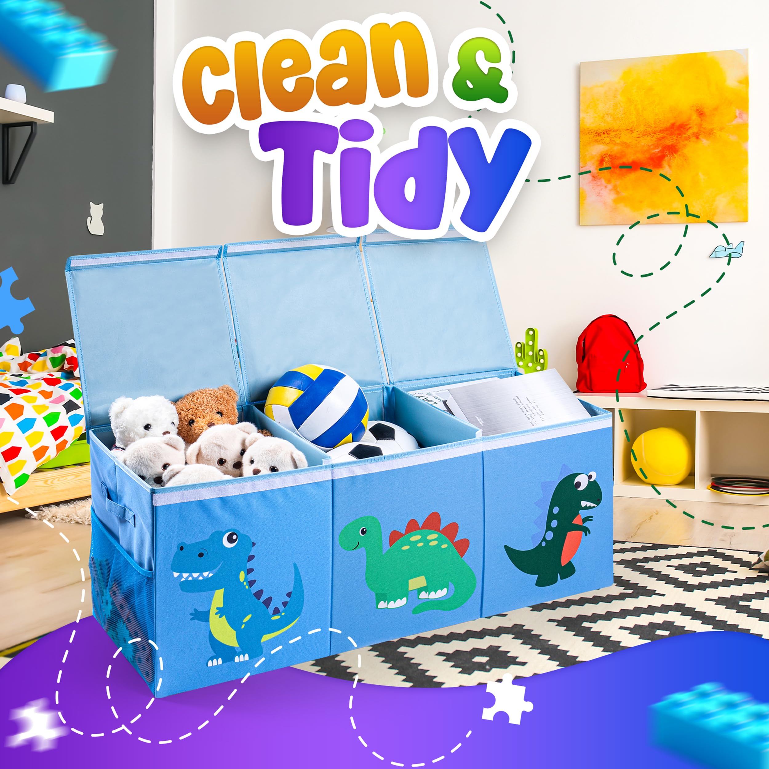 Extra Large Toy Storage Organizer with Dividers and Mesh Pockets