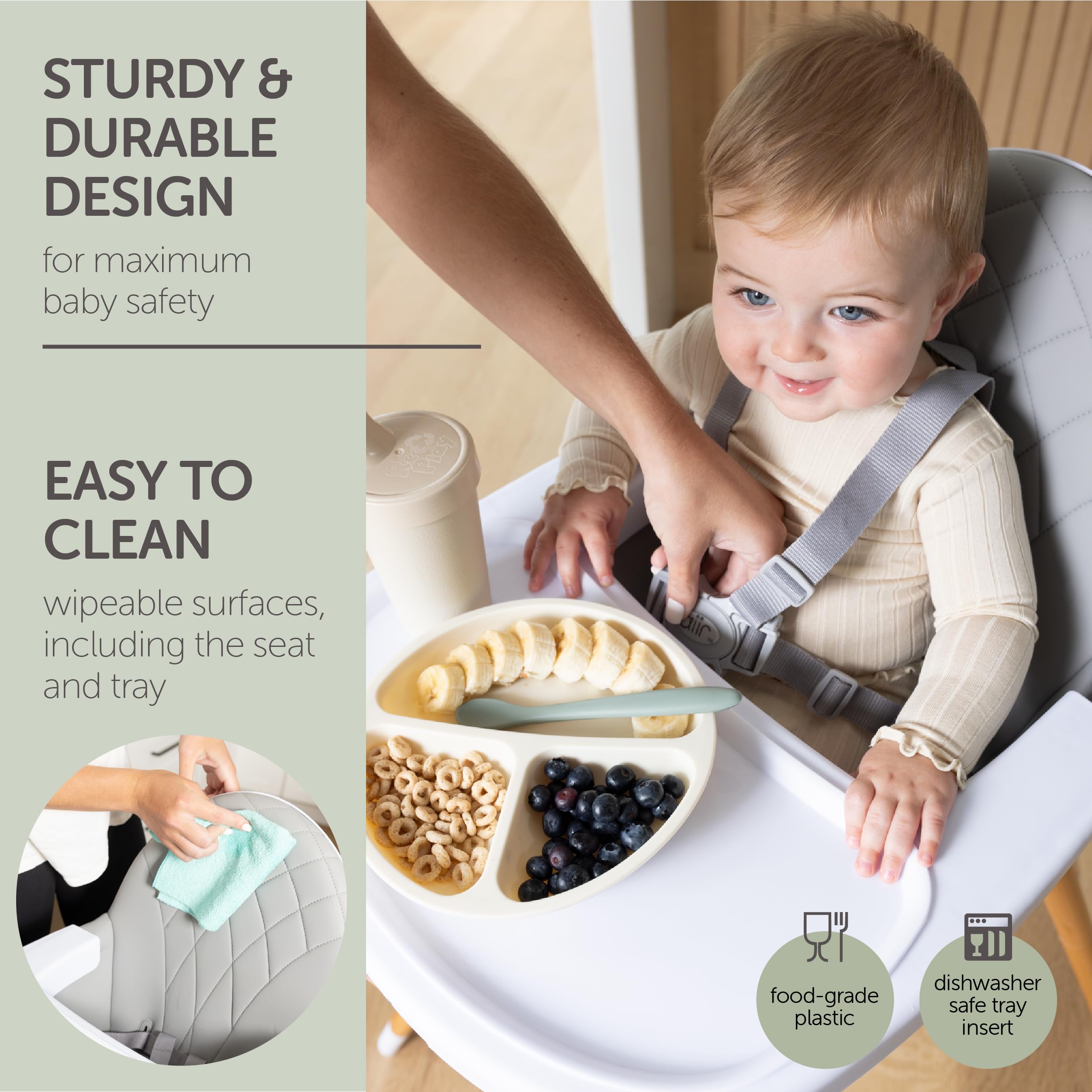 Convertible Wooden High Chair with Adjustable Height