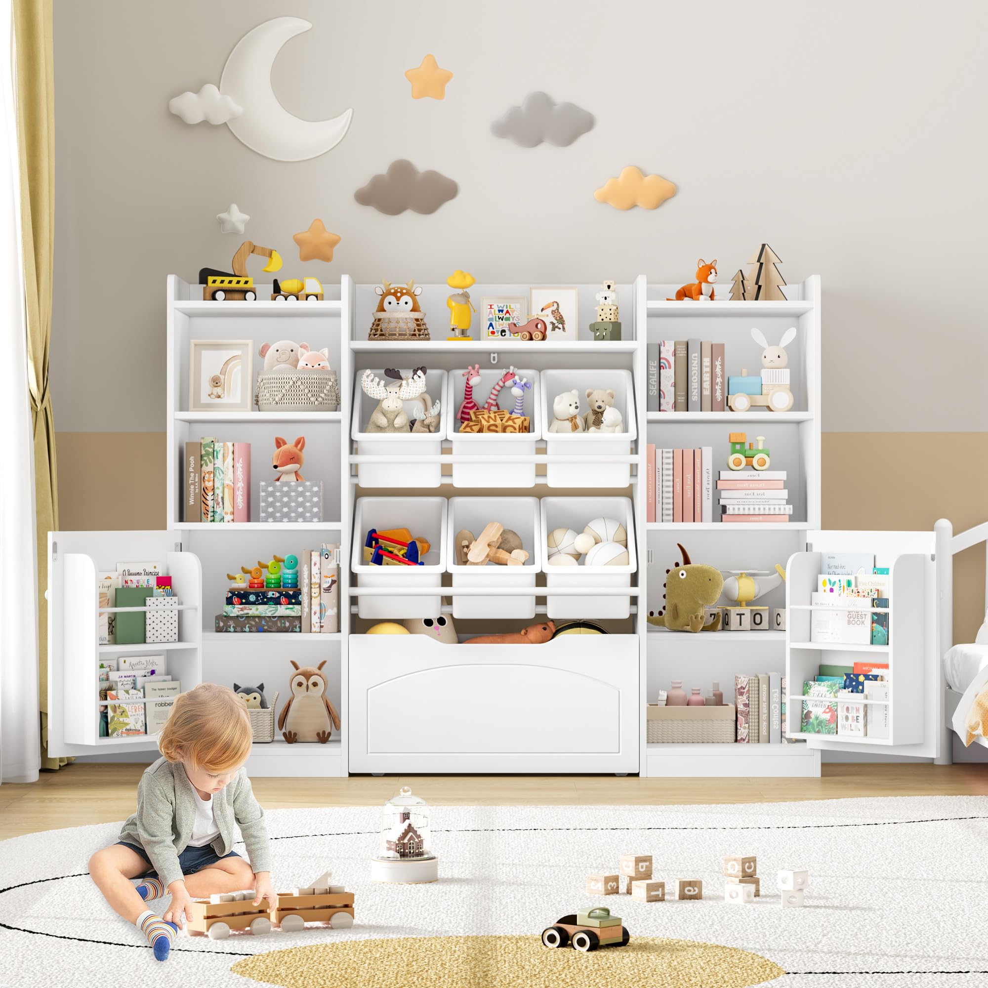 55” Toy Storage Organizer with Removable Bins