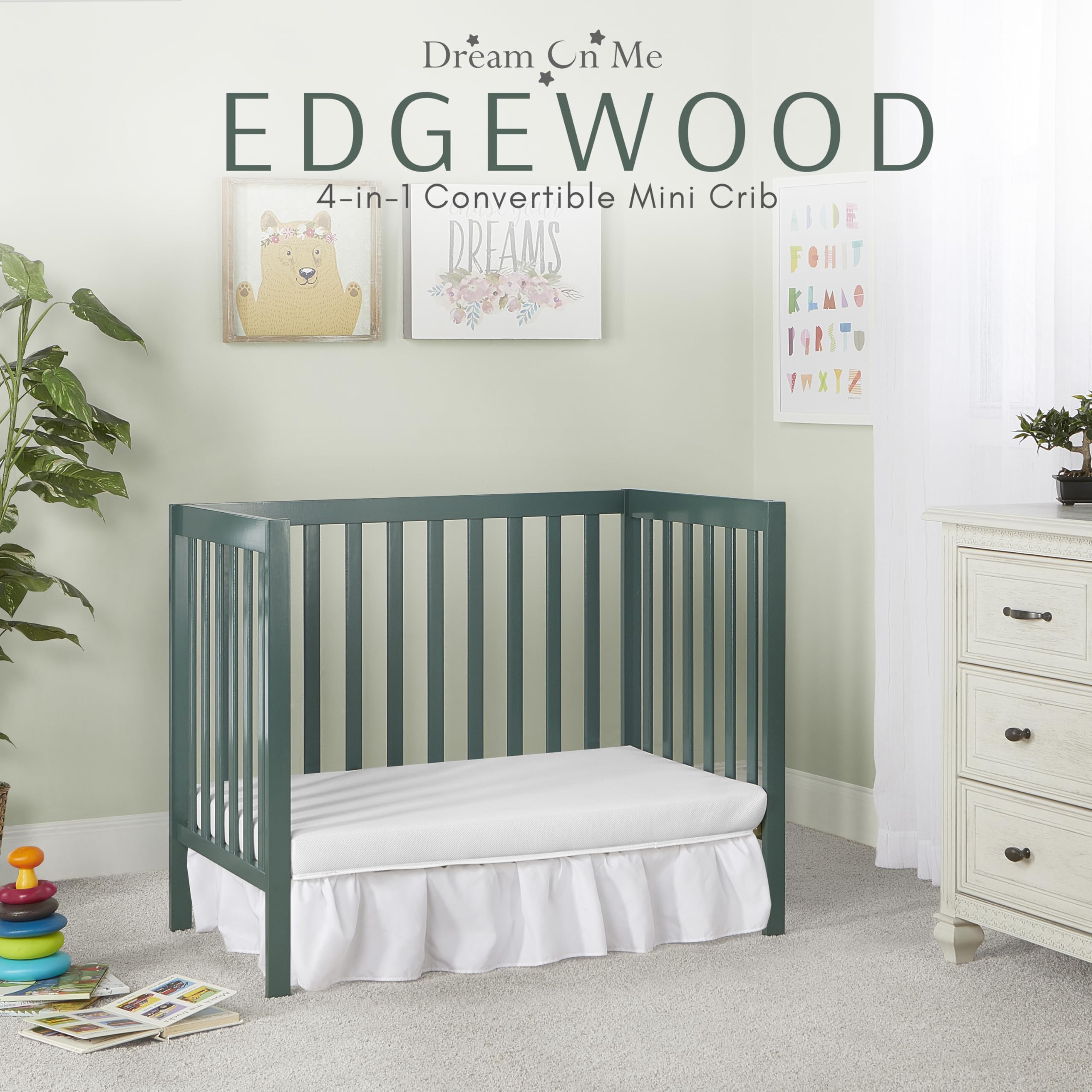 4-in-1 Convertible Mini Crib with Changing Table