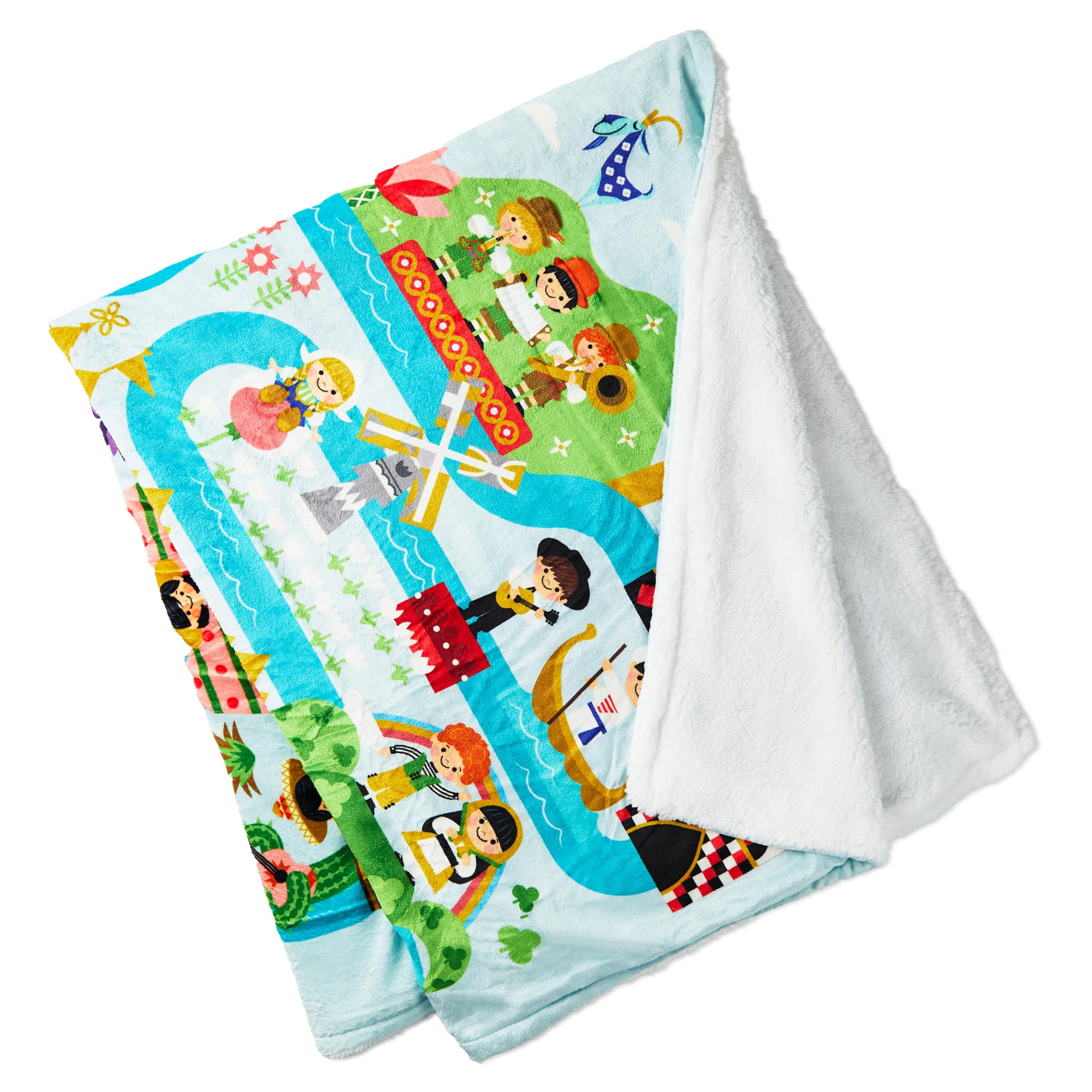 Disney Throw Blanket, 60" x 50" (It's a Small World Map) Gift for Birthday