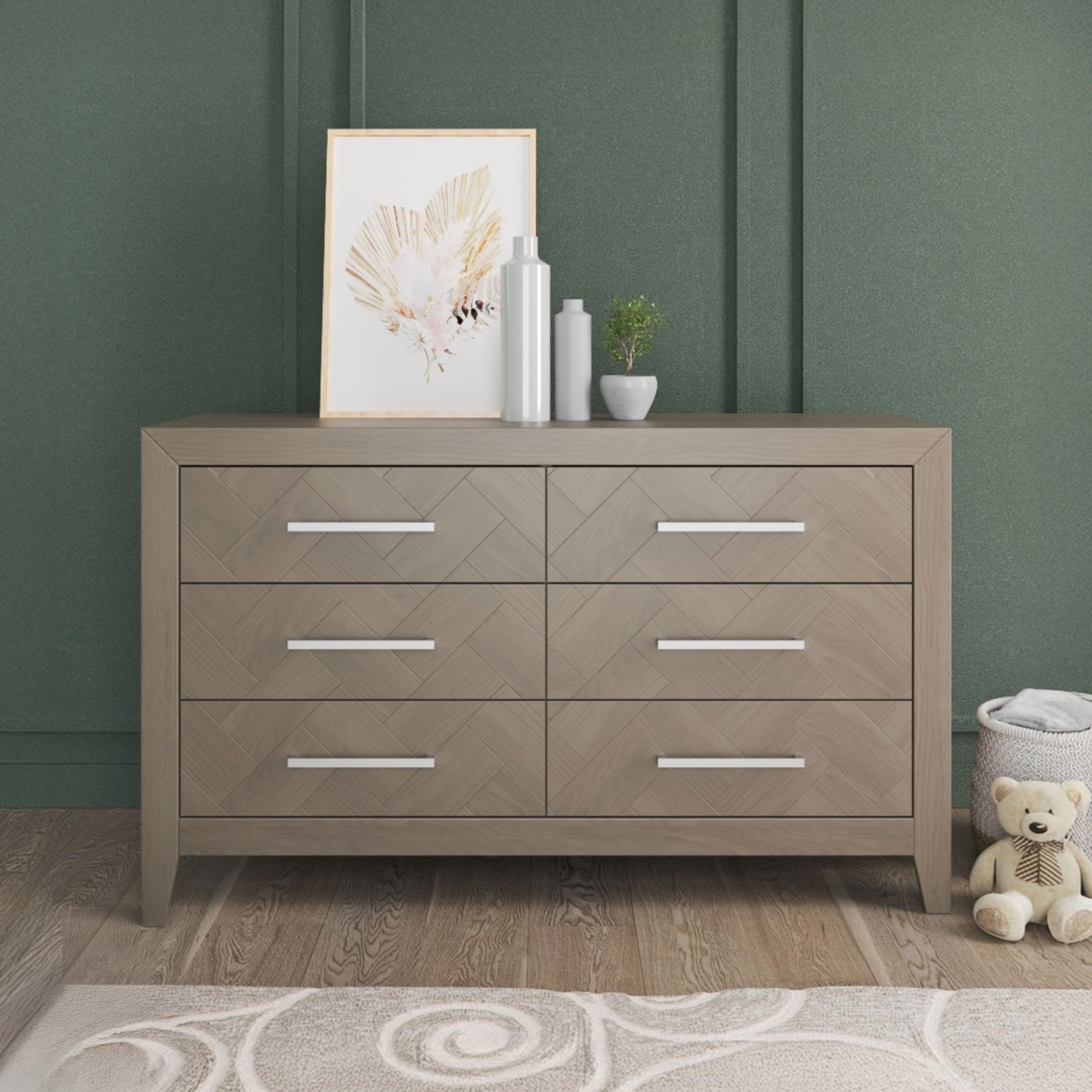 Kieran Euro 2-Piece Nursery Set with 3-in-1 Convertible Crib and Double Dresser