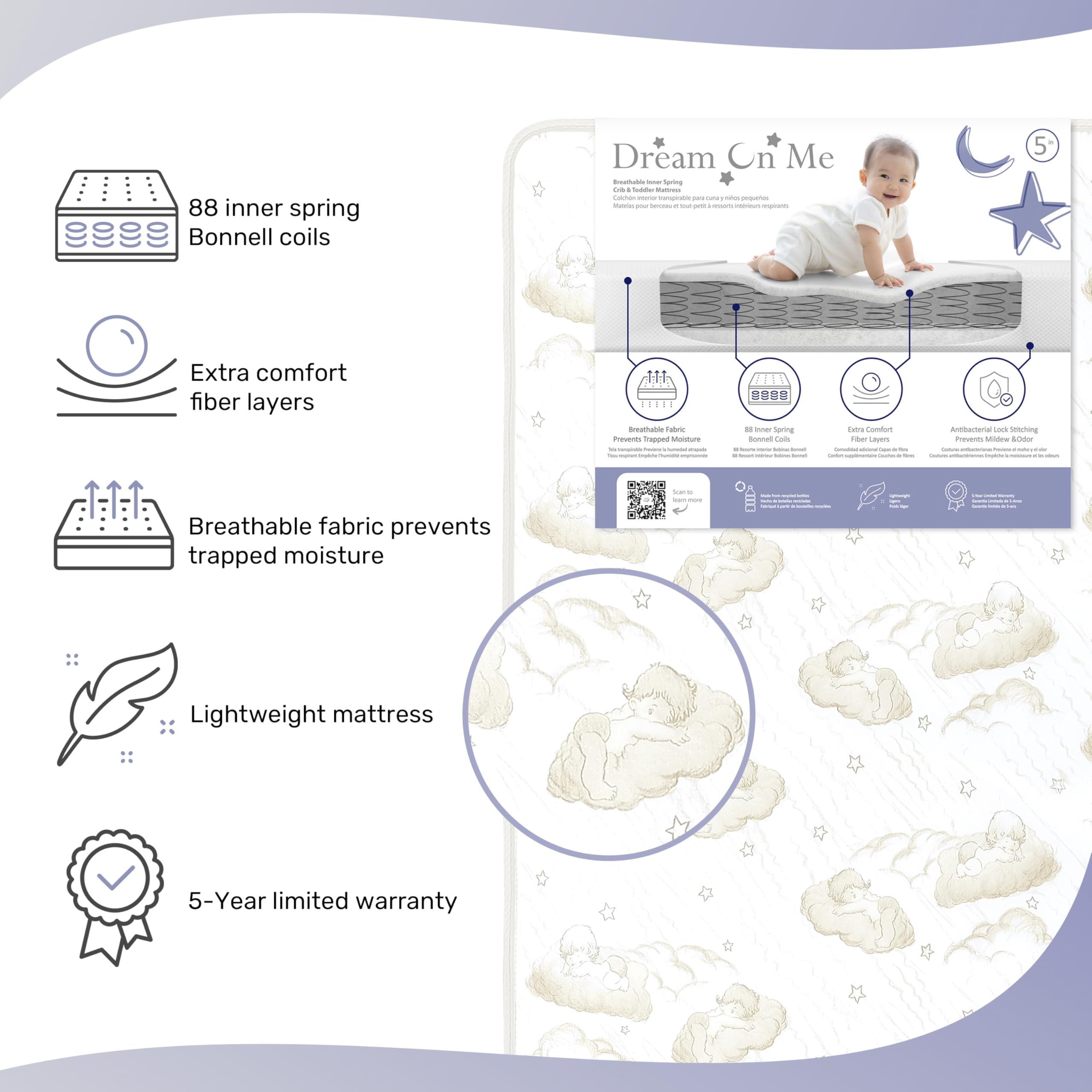 2-in-1 Breathable Spring Coil Crib & Toddler Mattress