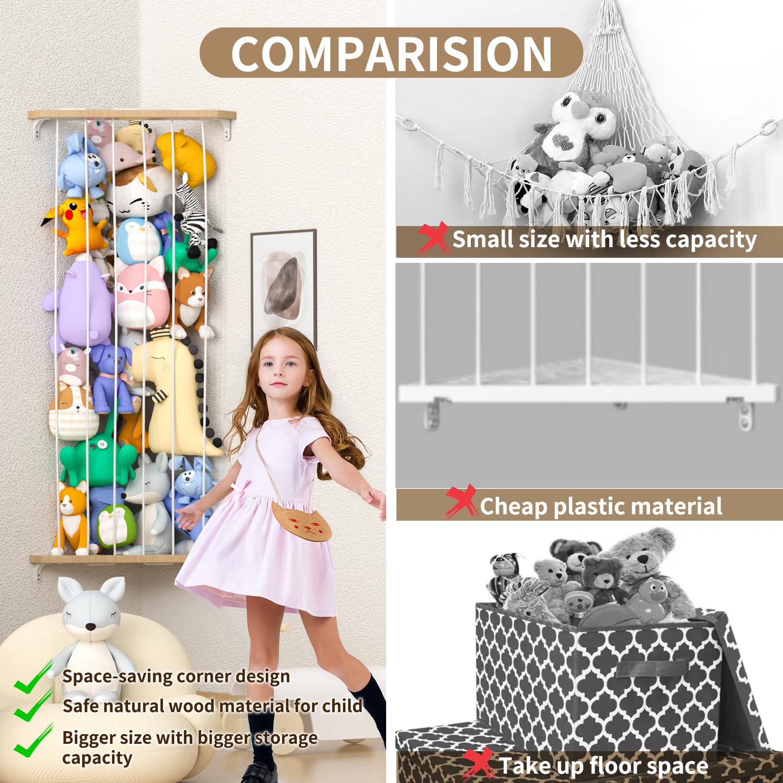 Corner Stuffed Animal Storage Organizer