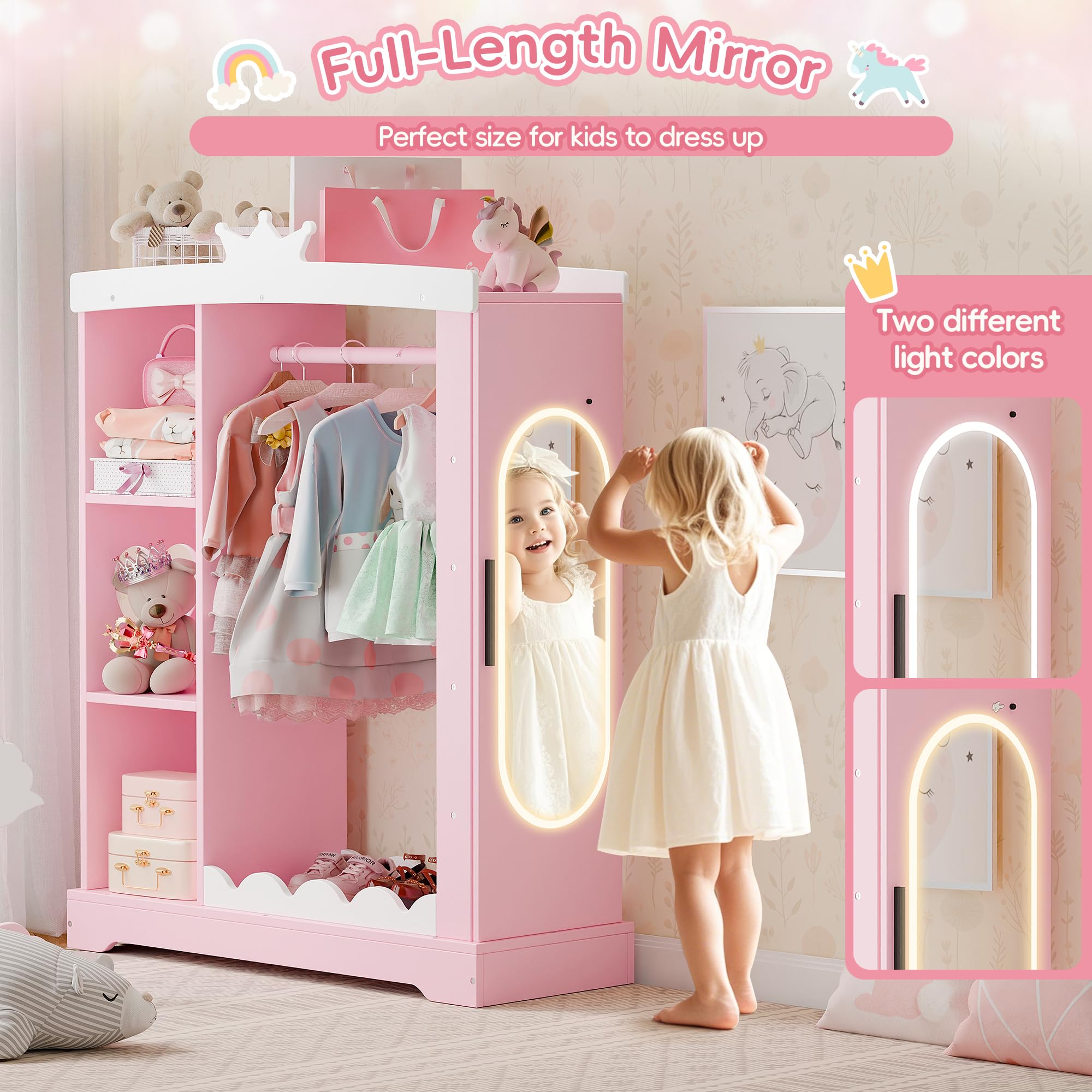 Kids Armoire with Jewelry Cabinet and Mirror