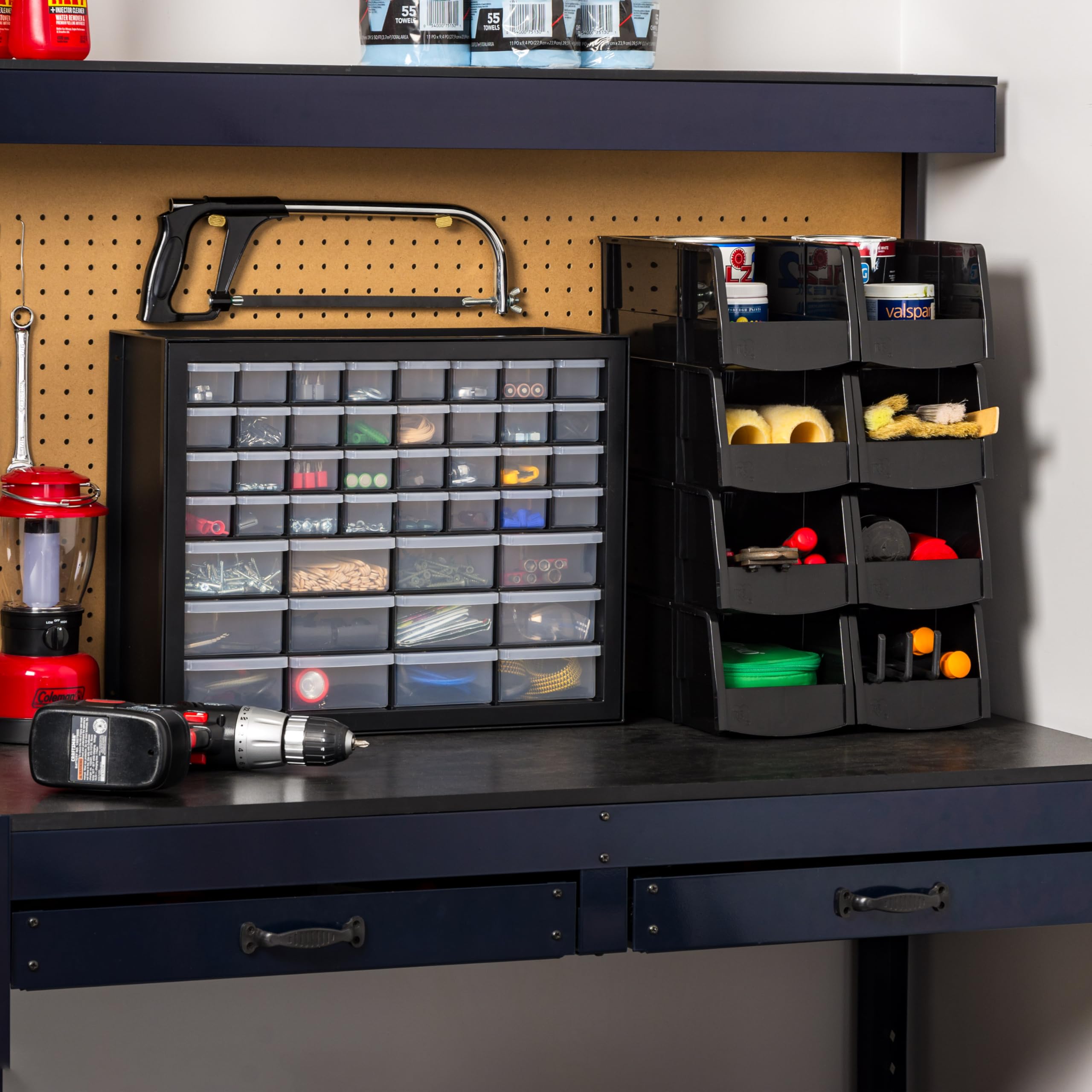 44-Drawer Small Parts Storage Cabinet - Stackable Hardware Organizer