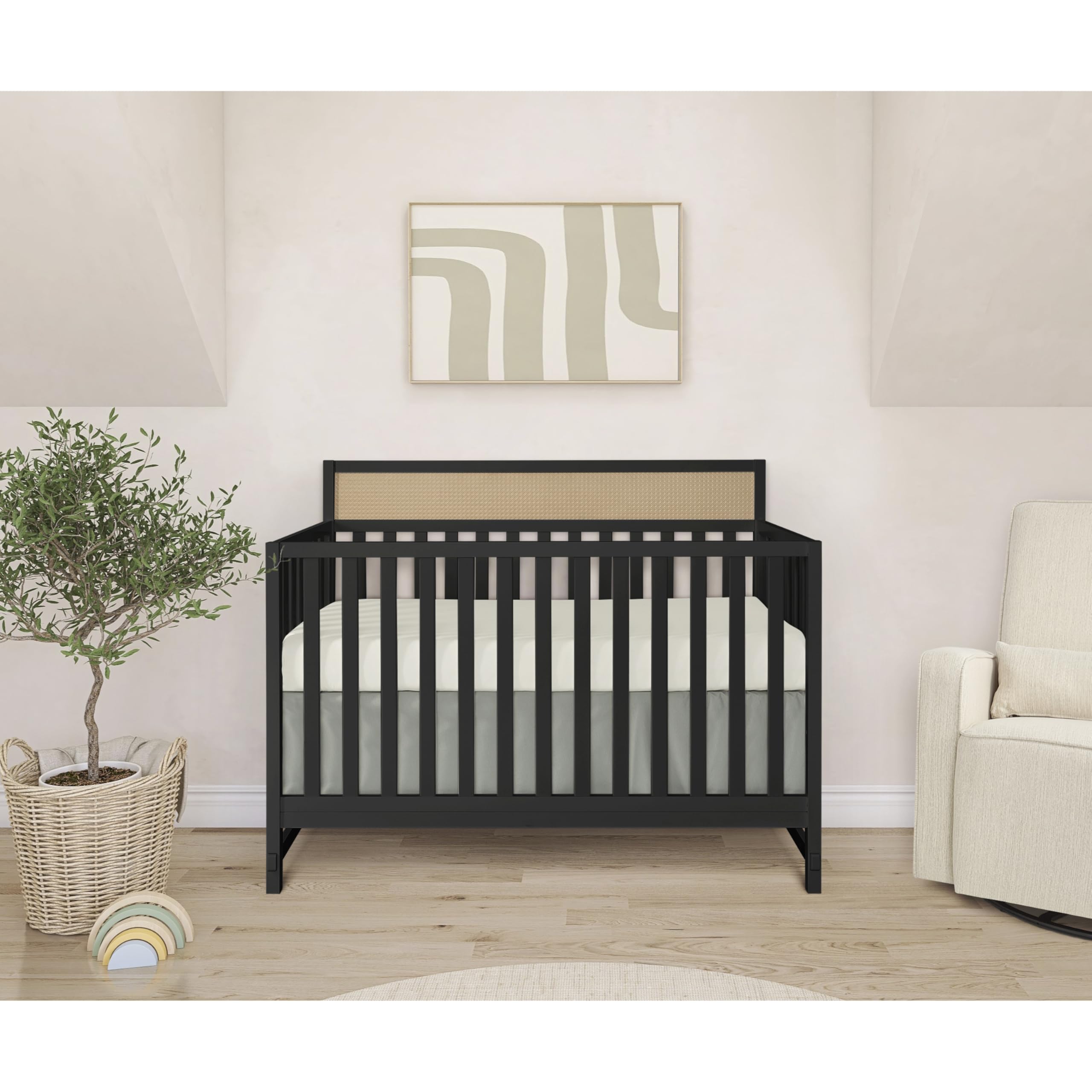 Convertible Crib Changing Table Bundle with Organic Cotton Sheets