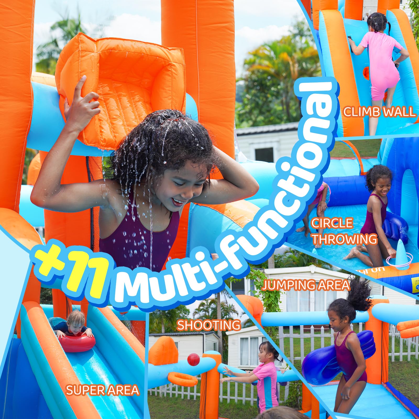 Inflatable Bounce House with Double Slide and Ball Pit