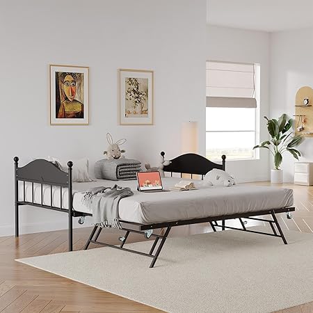 Daybed with Trundle, Metal Twin Bed Frame