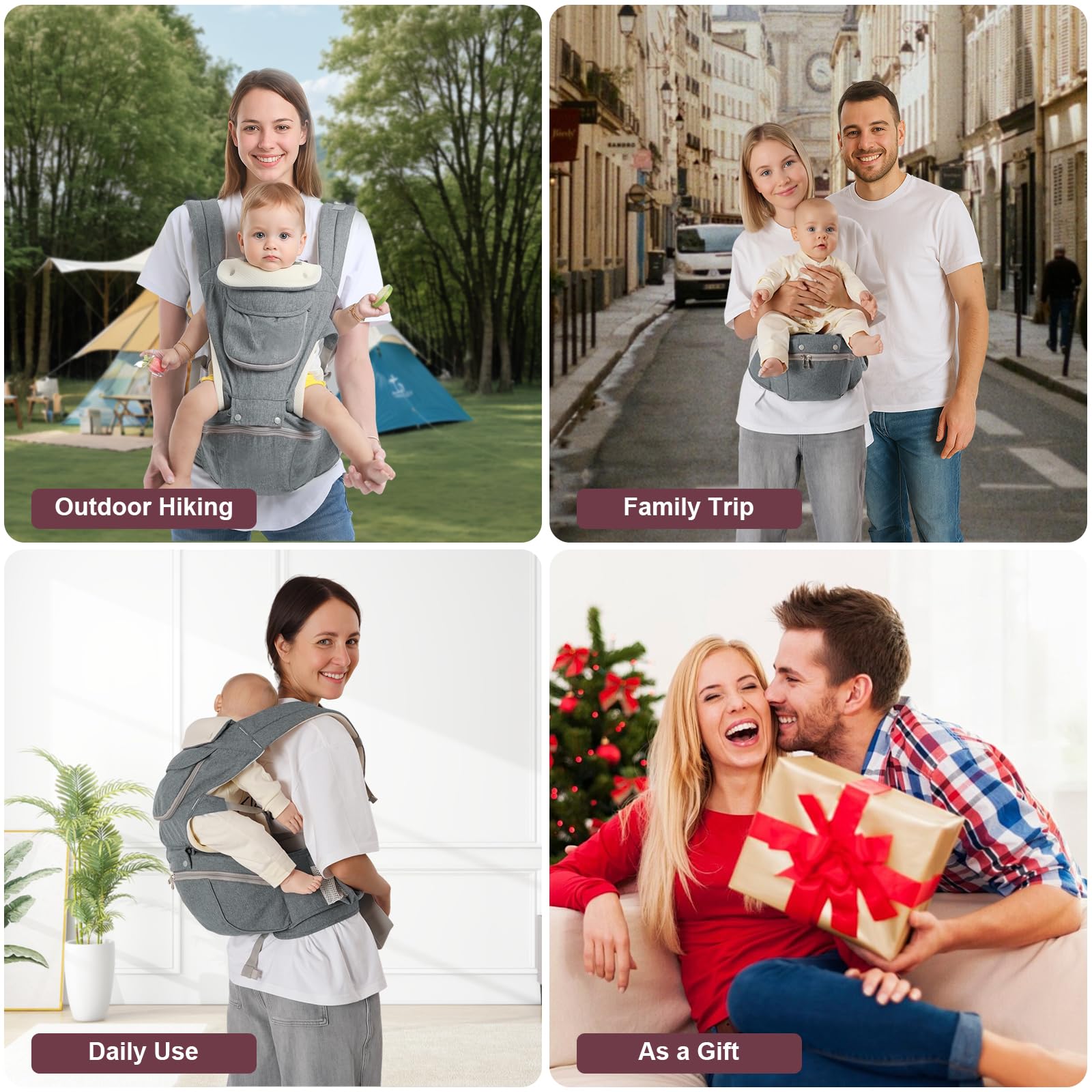 Baby Carrier, 6-in-1 Newborn to Toddler Carrier(7-50lbs), Front & Back Carrier