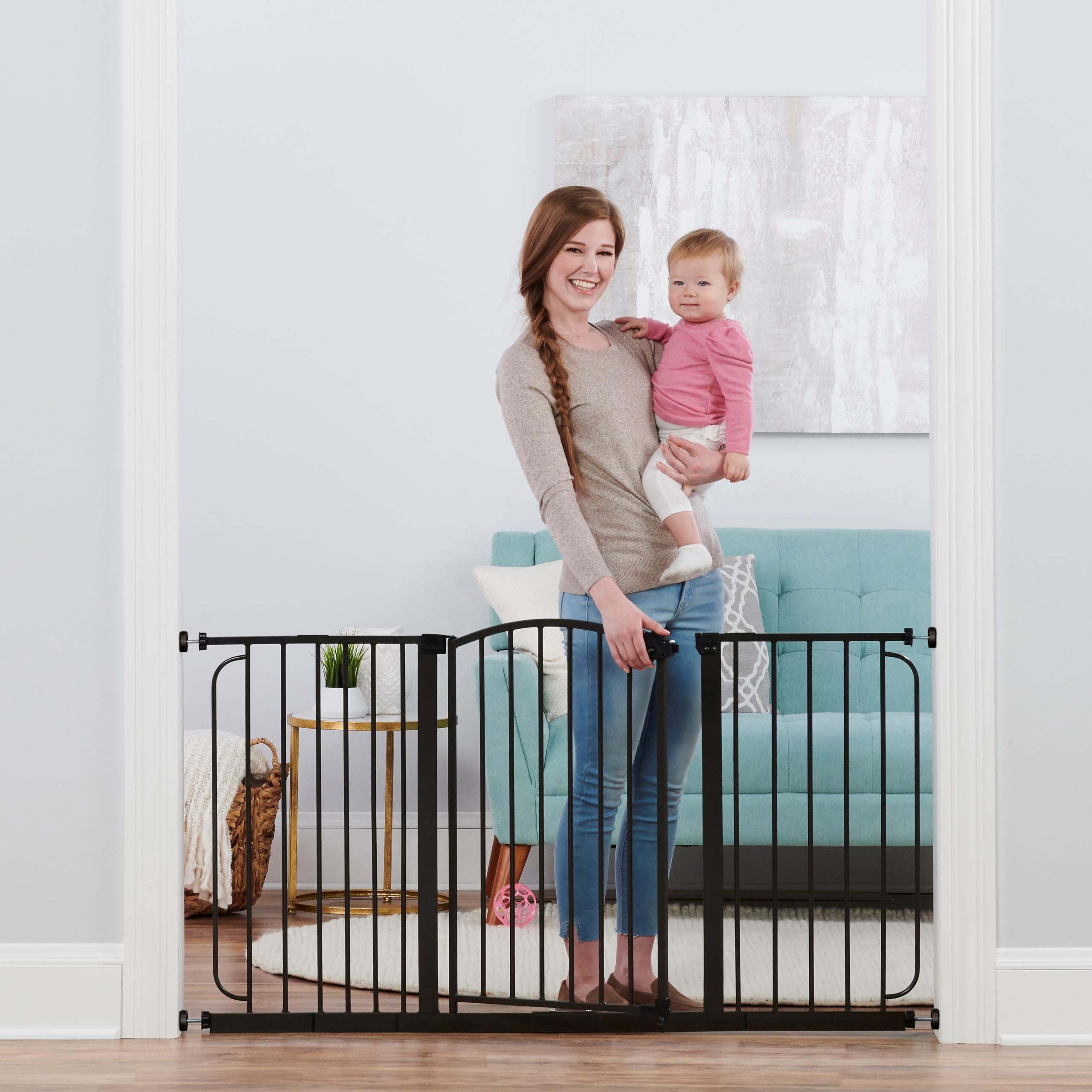 Extra Wide Baby Safety Gate with Walk-Through Door