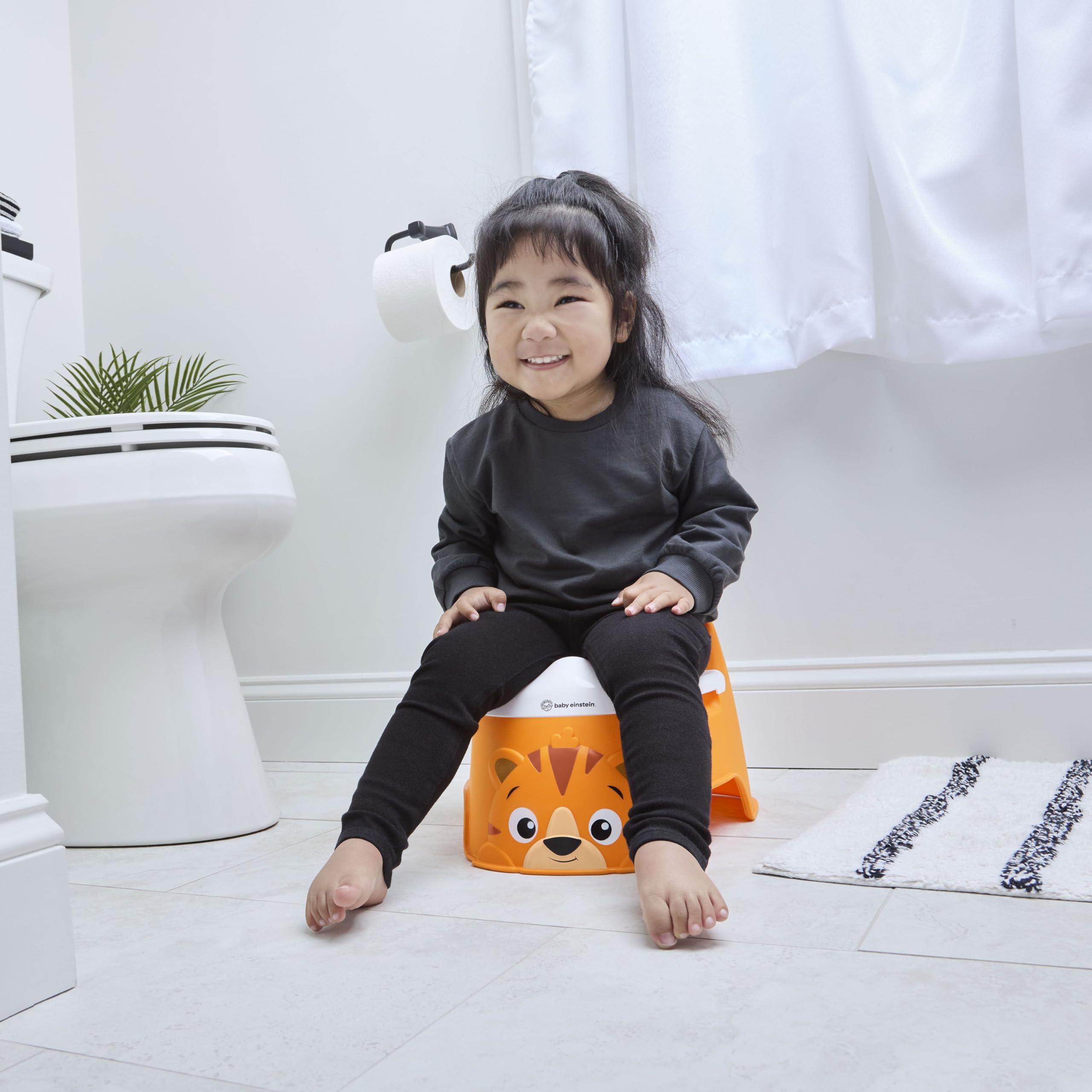 Baby Einstein Tinkle and Reveal Tiger Potty Training Toilet, Non-Skid Toddler Potty, Removable Bowl, Ages 18+ Months