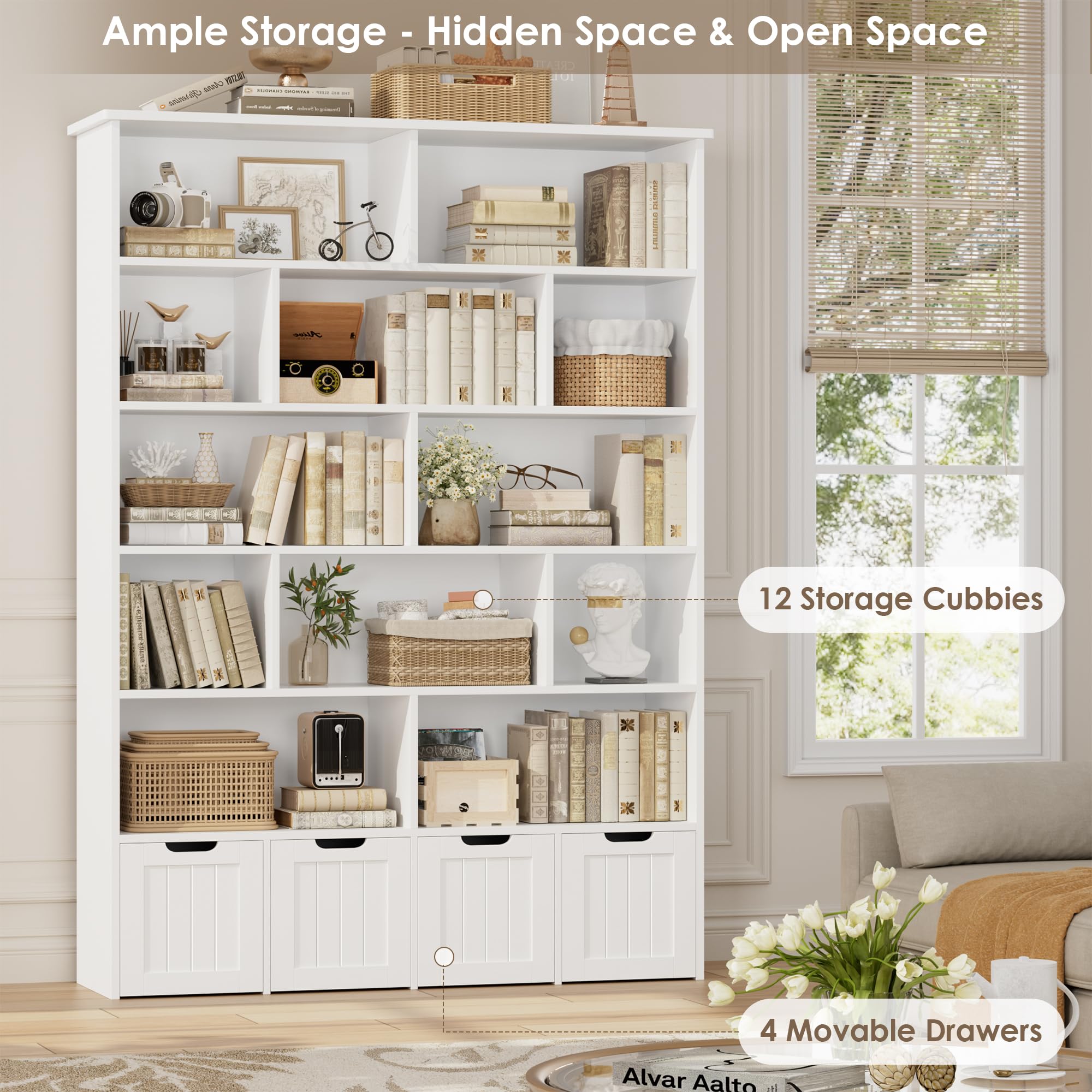 6-Tier Tall Kids Storage Organizer with Drawers and Cubbies - 69" Height
