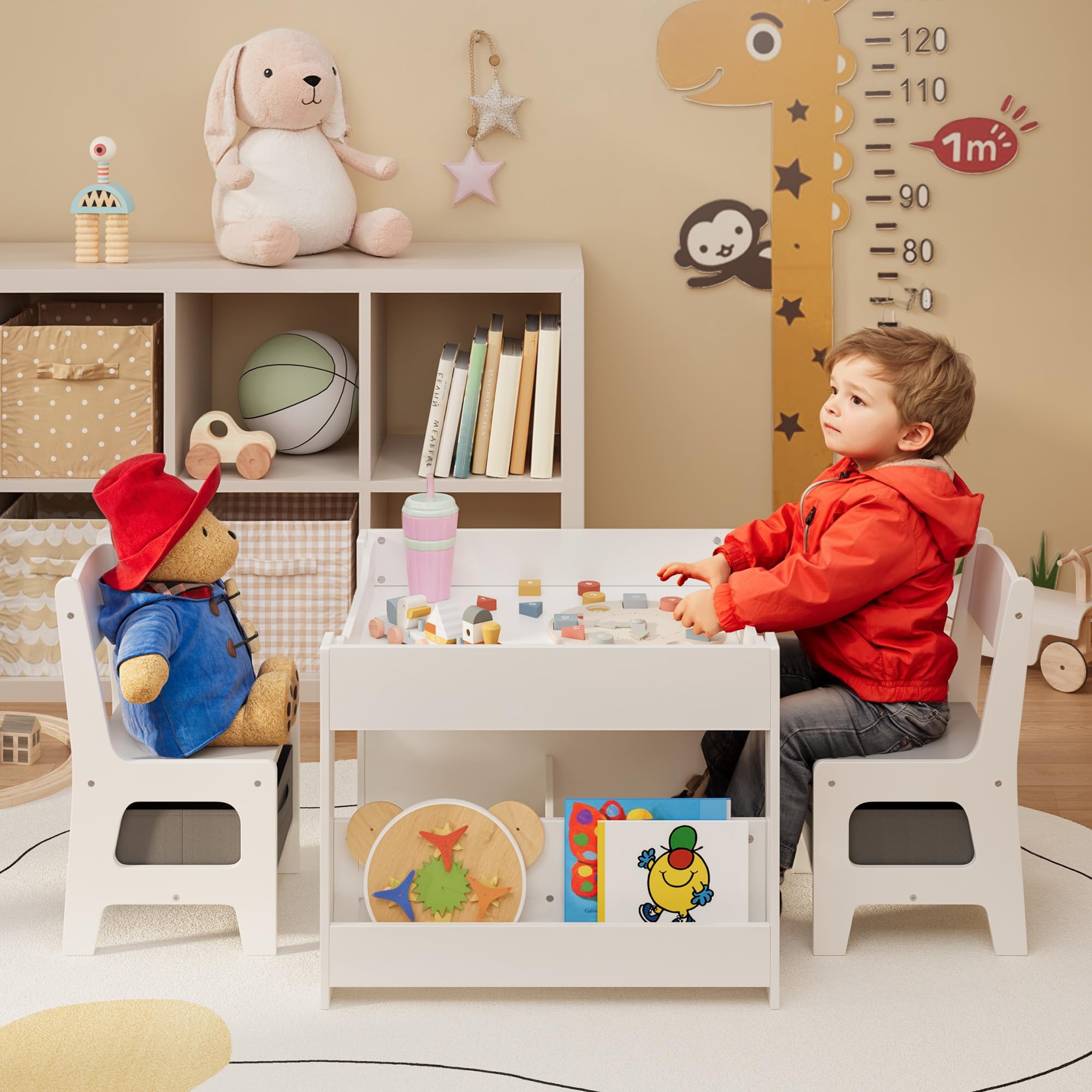 4-in-1 Kids Table and Chair Set with Storage