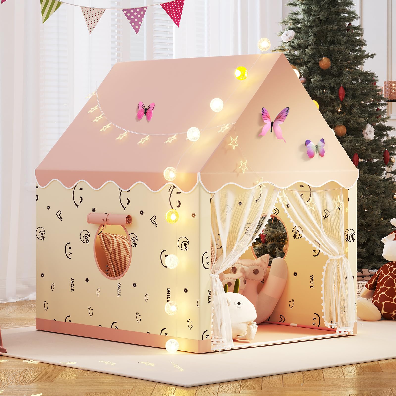 Kids Princess Play Tent with Lights and Decorations