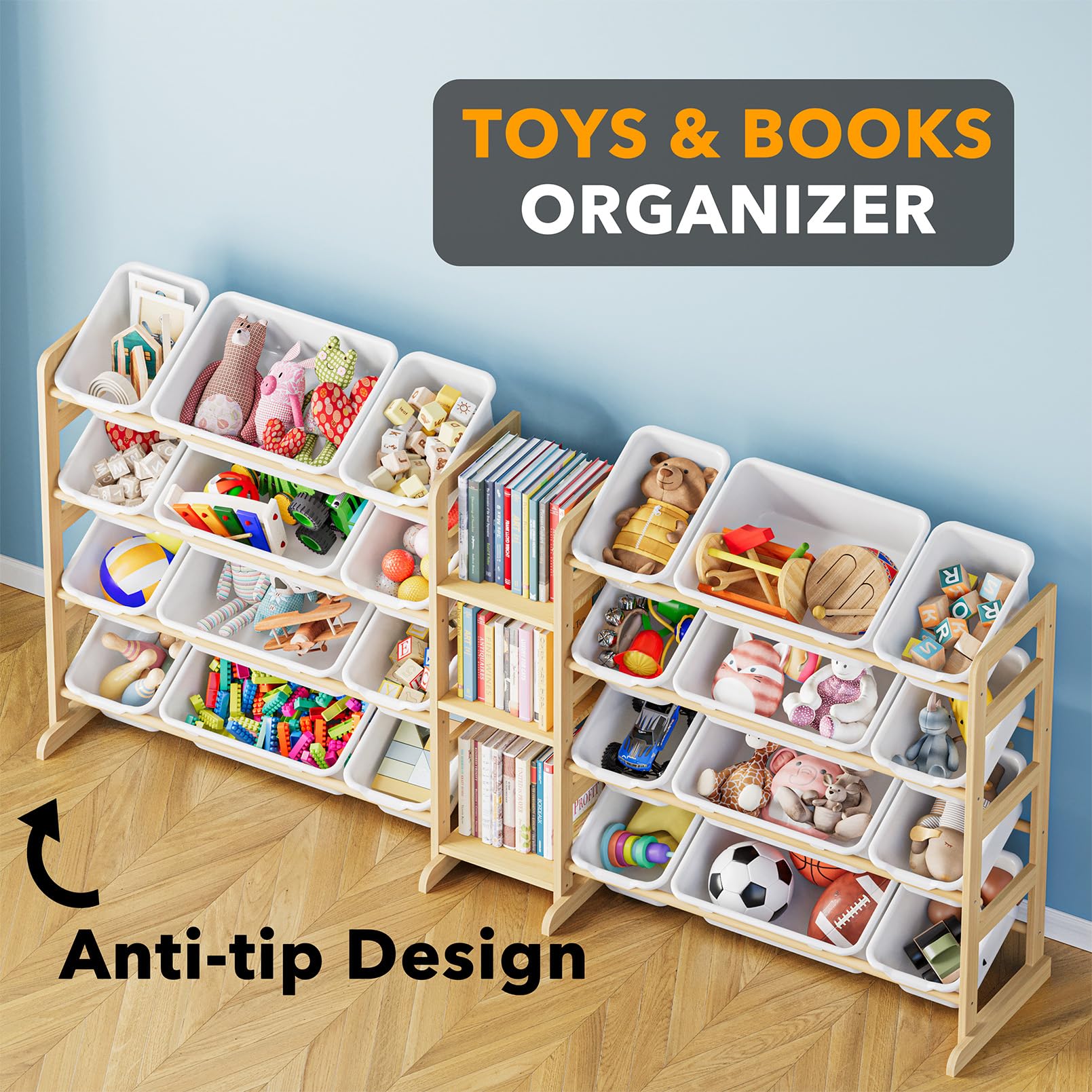 Large Toy Storage Organizer with 24 Bins and 3 Shelves