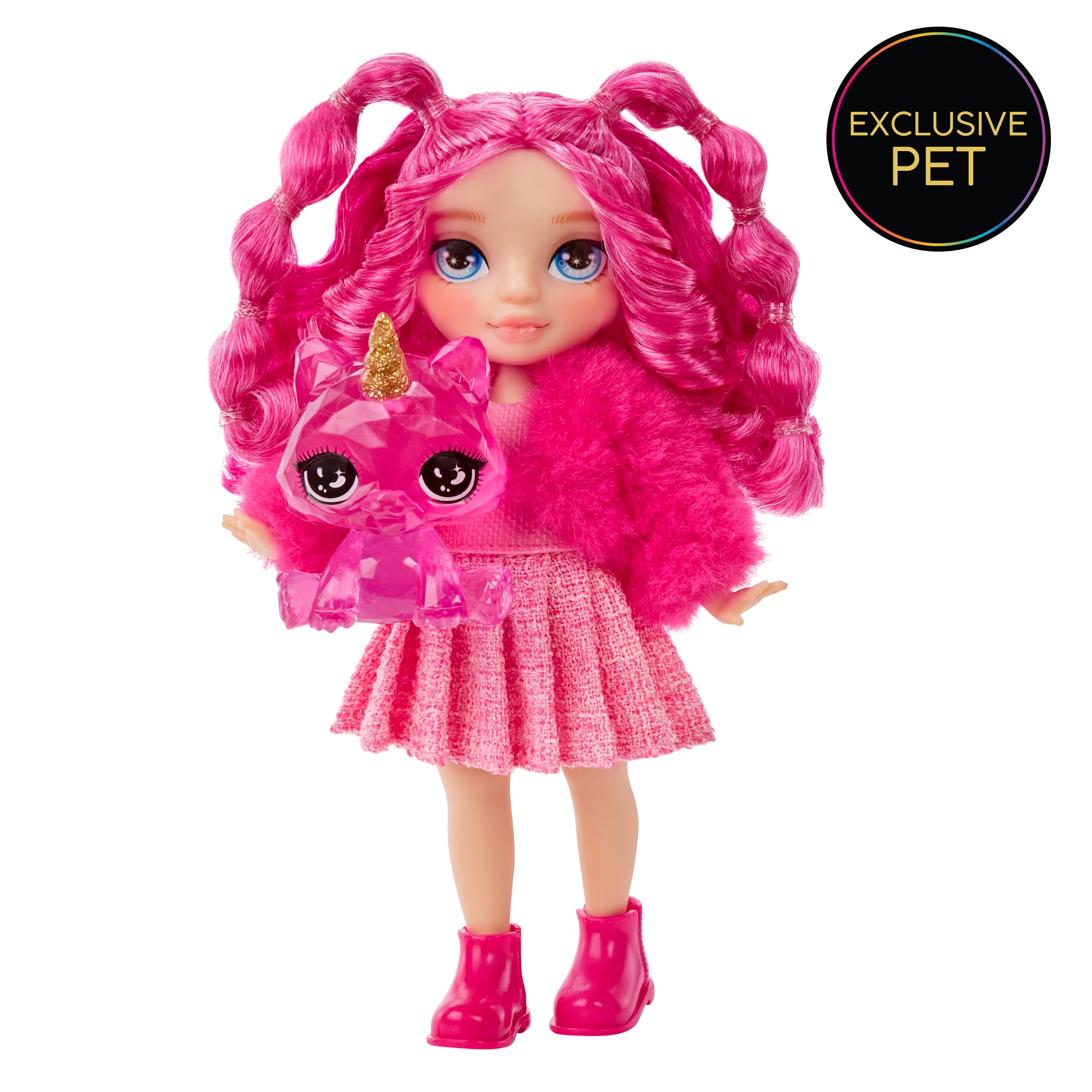 Littles – Magenta Monroe, Pink 5.5" Posable Small Doll with Purse, Magical Pet Kitty