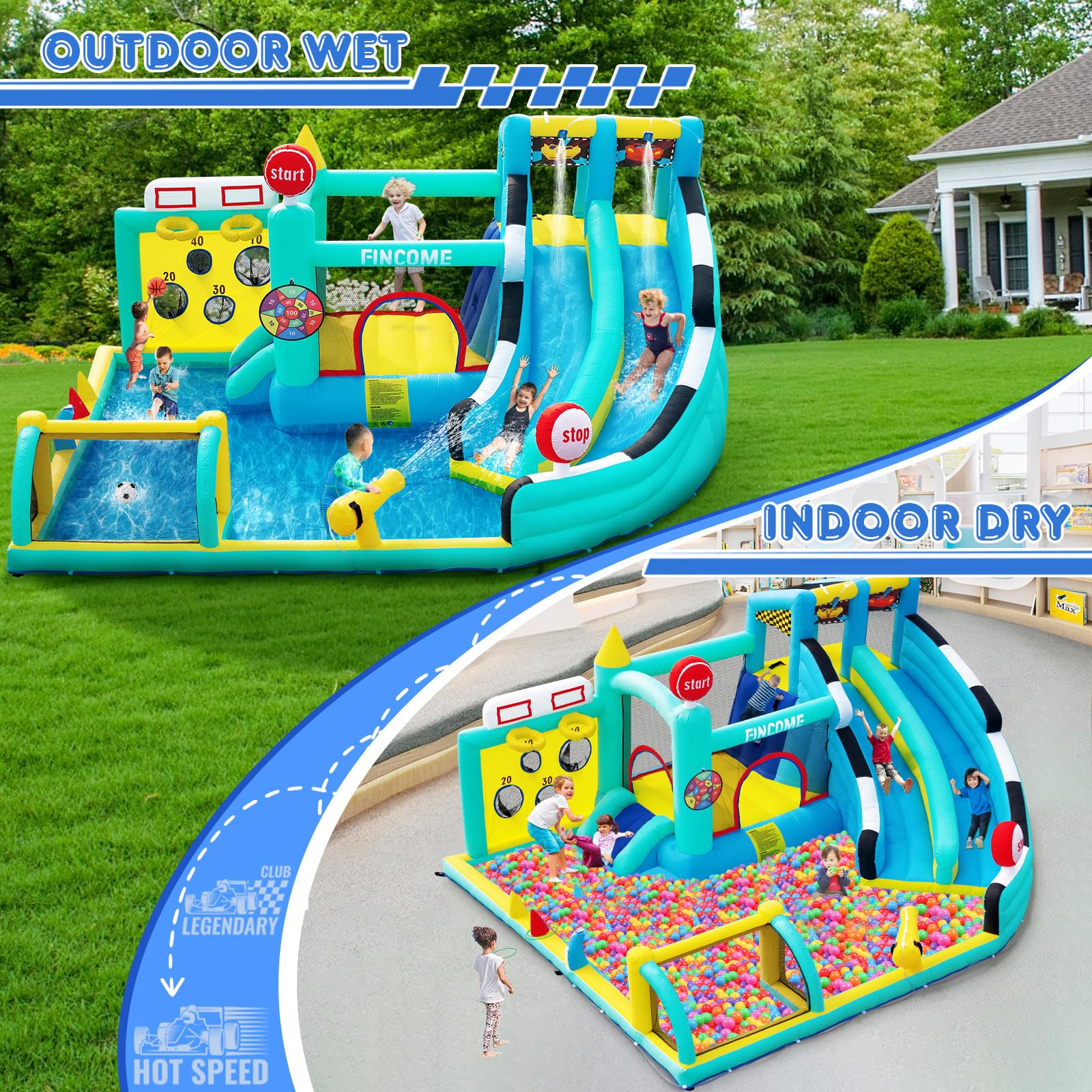 Large Inflatable Bounce House with Double Water Slides