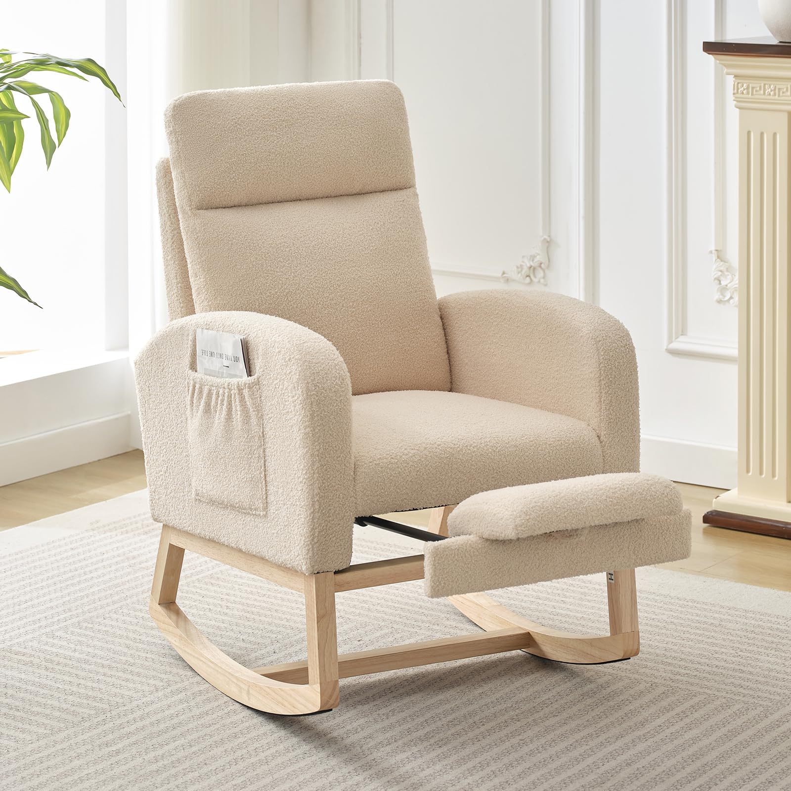 Nursery Rocking Chair with Adjustable Footrest