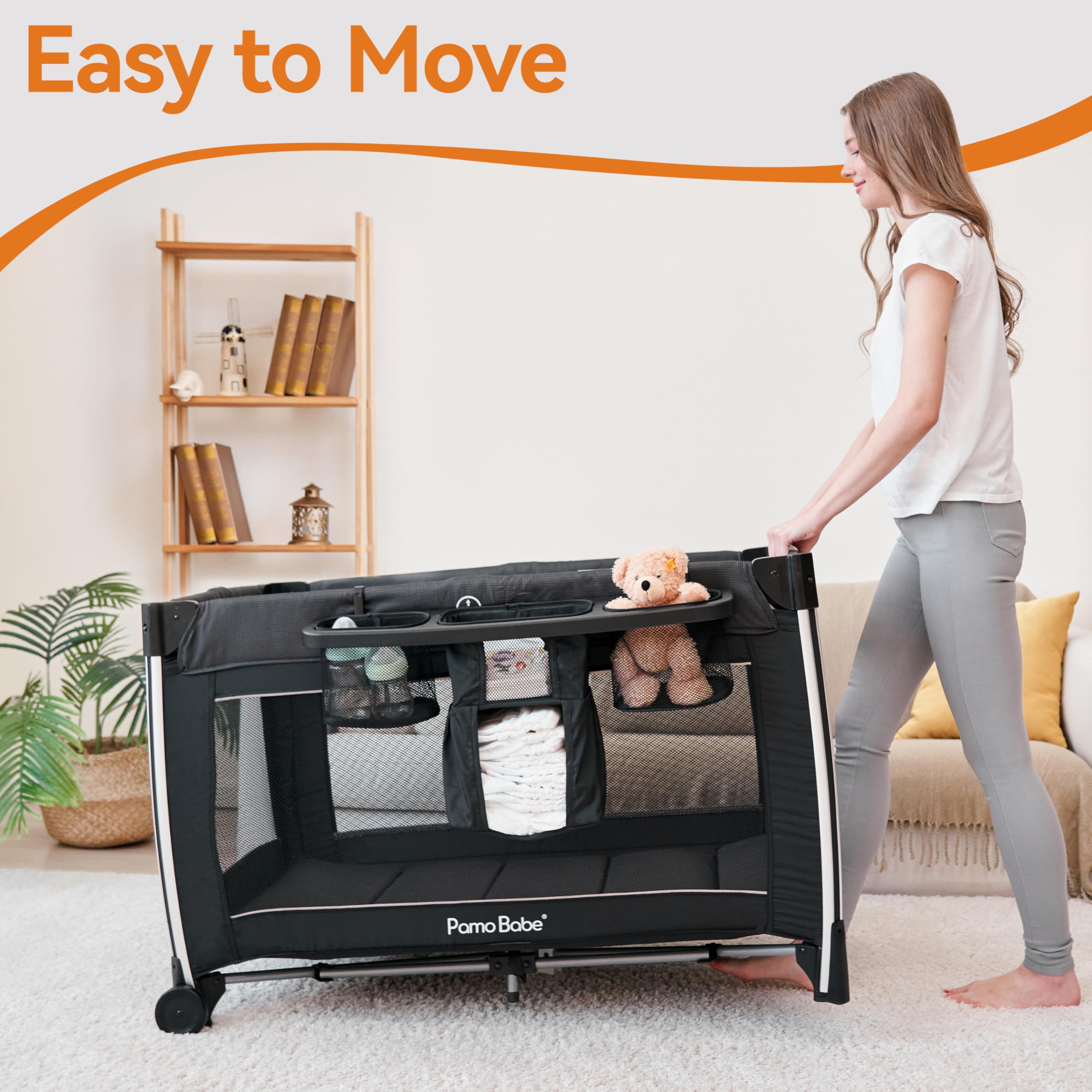 4-in-1 Portable Baby Playard with Bassinet and Changing Table