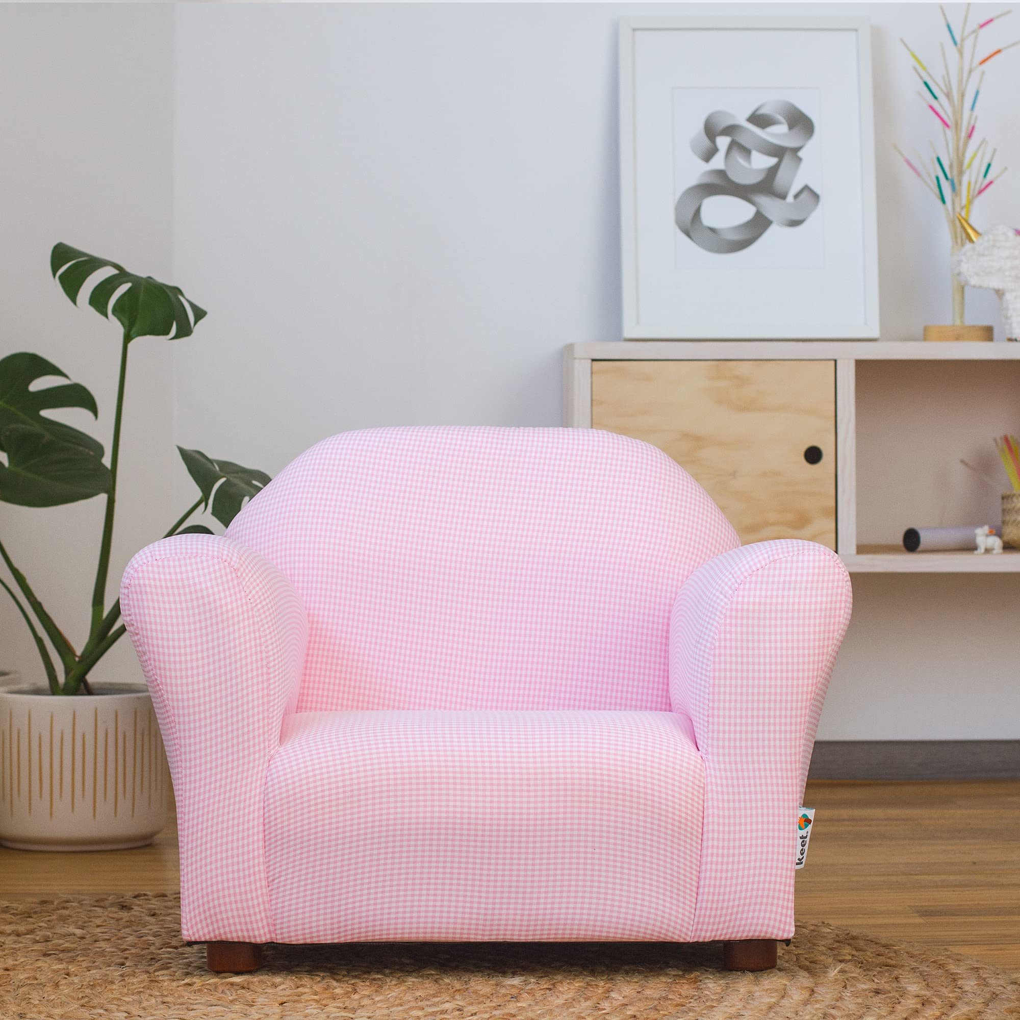 Toddler Armchair with Gingham Upholstery