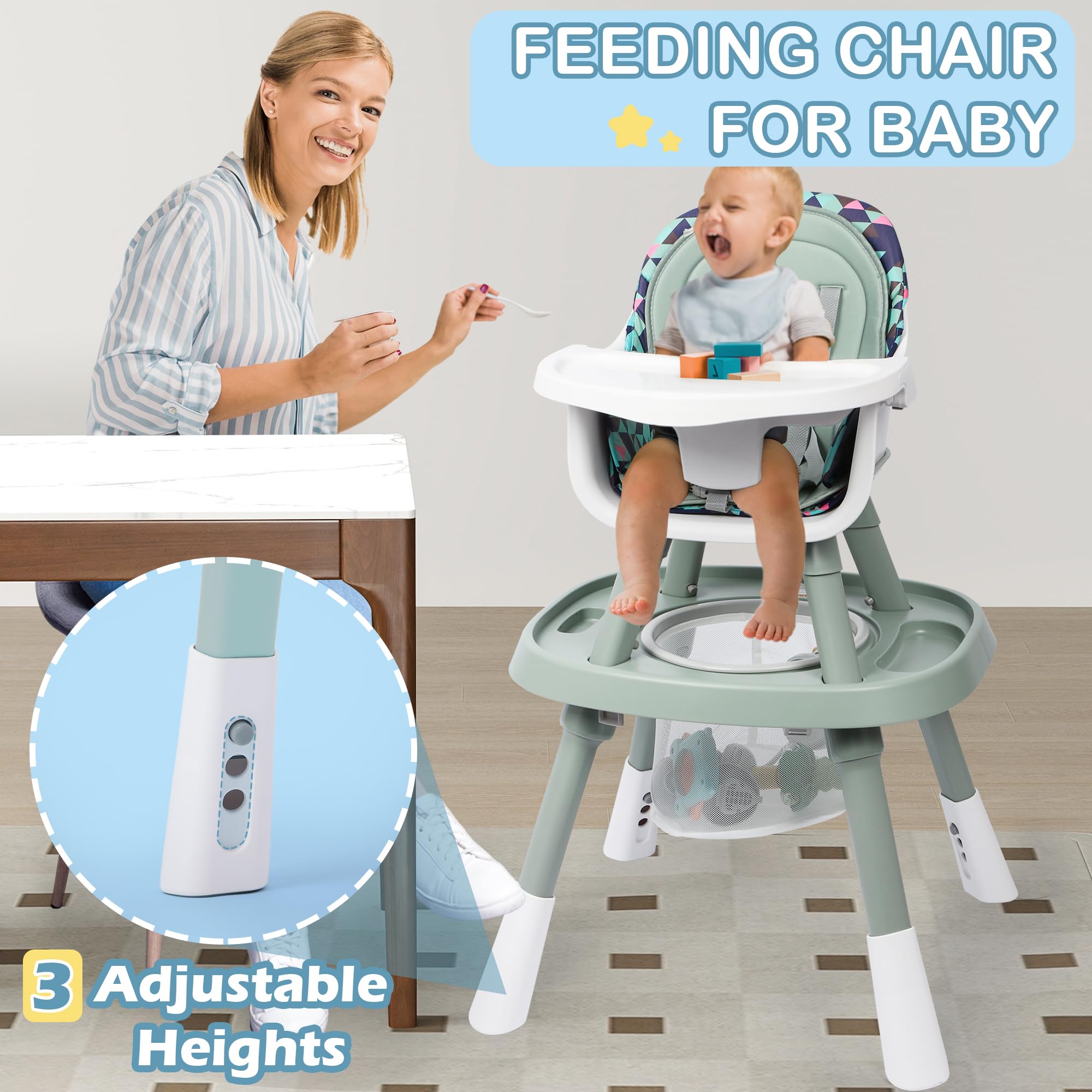 Convertible High Chair with Activity Center and Building Block Table