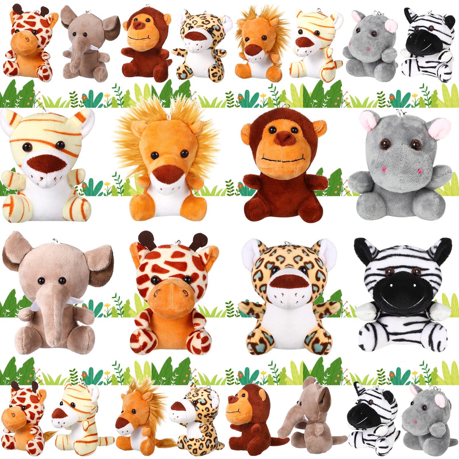 40 Pack Mini Stuffed Jungle Animals in Bulk 4.7 Inch Safari Plush Toys