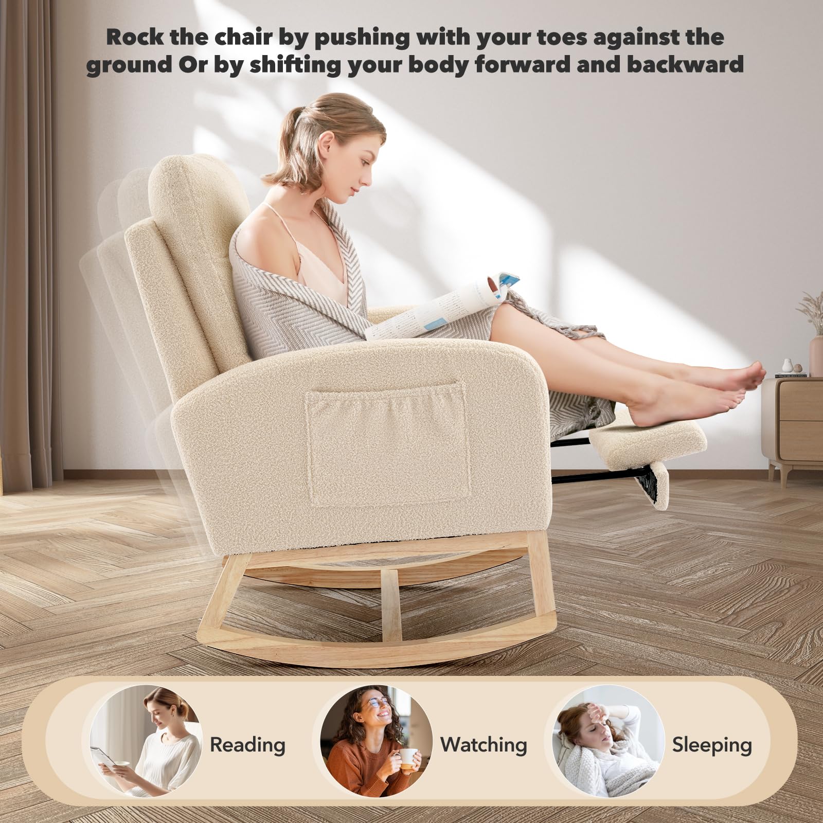 Modern Nursery Rocking Chair with Footrest