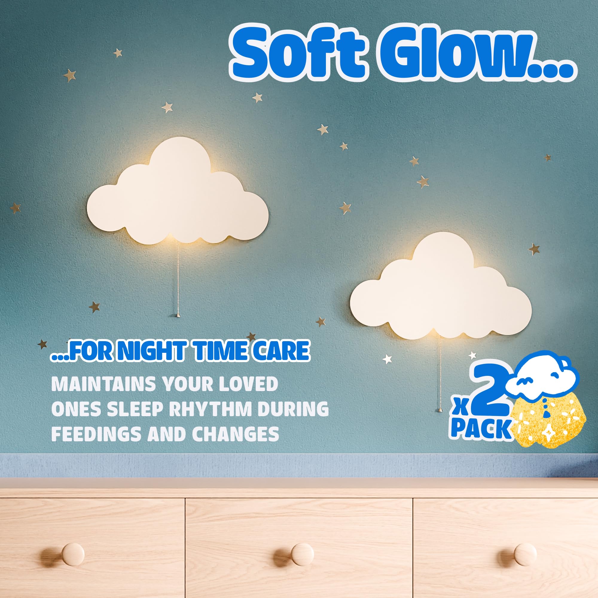 Floating Cloud Wall Lamp for Nursery Kids Bedroom