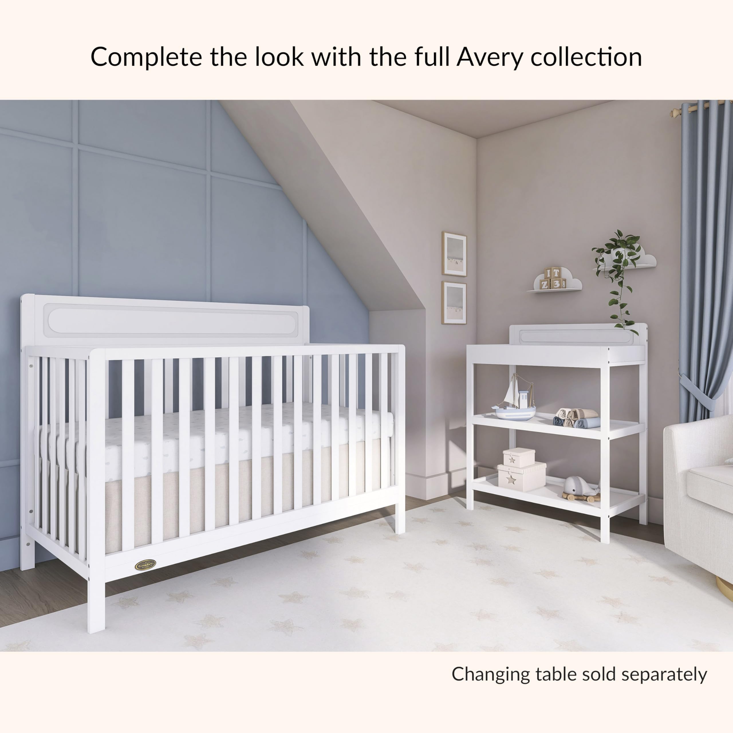 5-in-1 Convertible Baby Crib White
