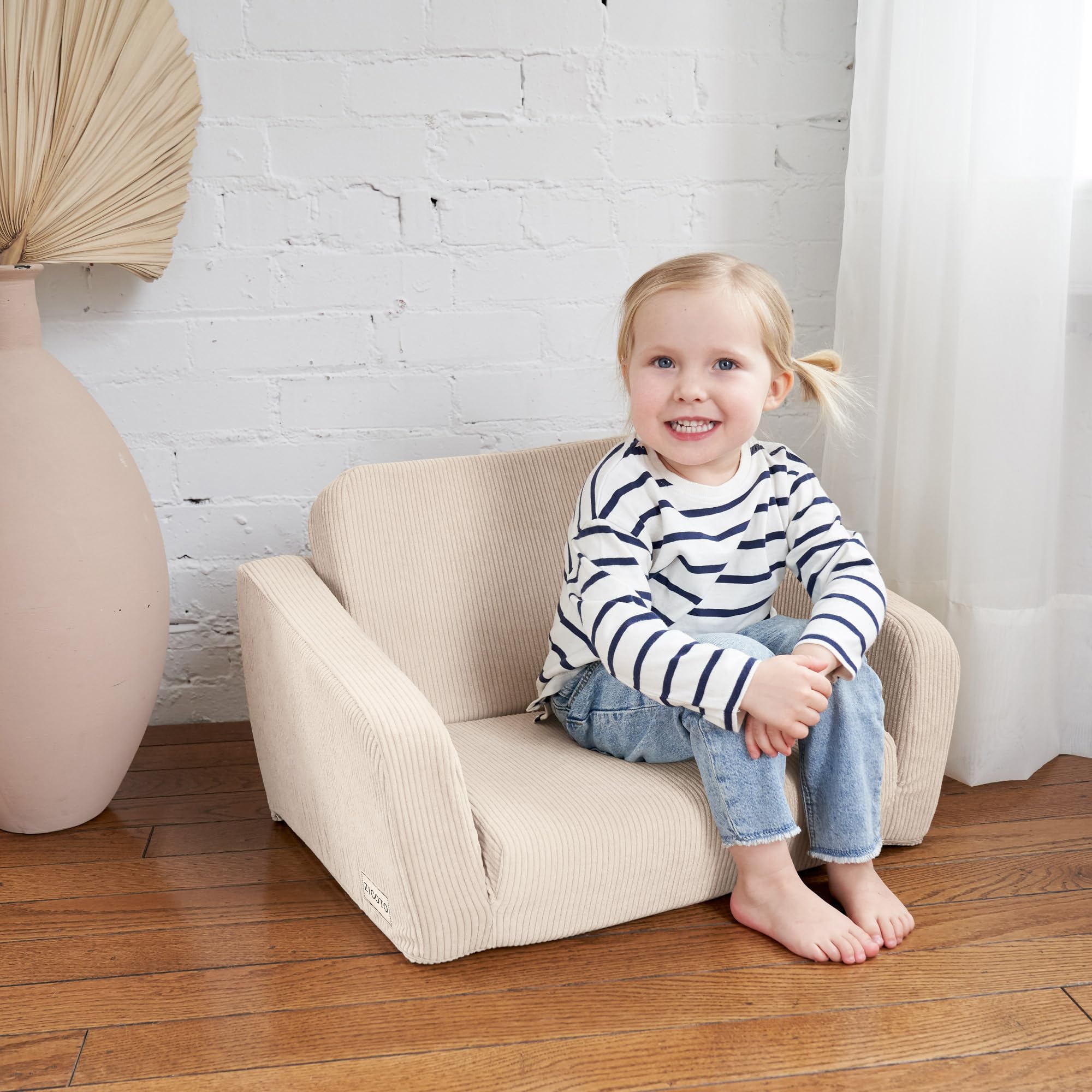 Convertible Toddler Chair and Couch - 2-in-1 Kids Sofa with Washable Cover