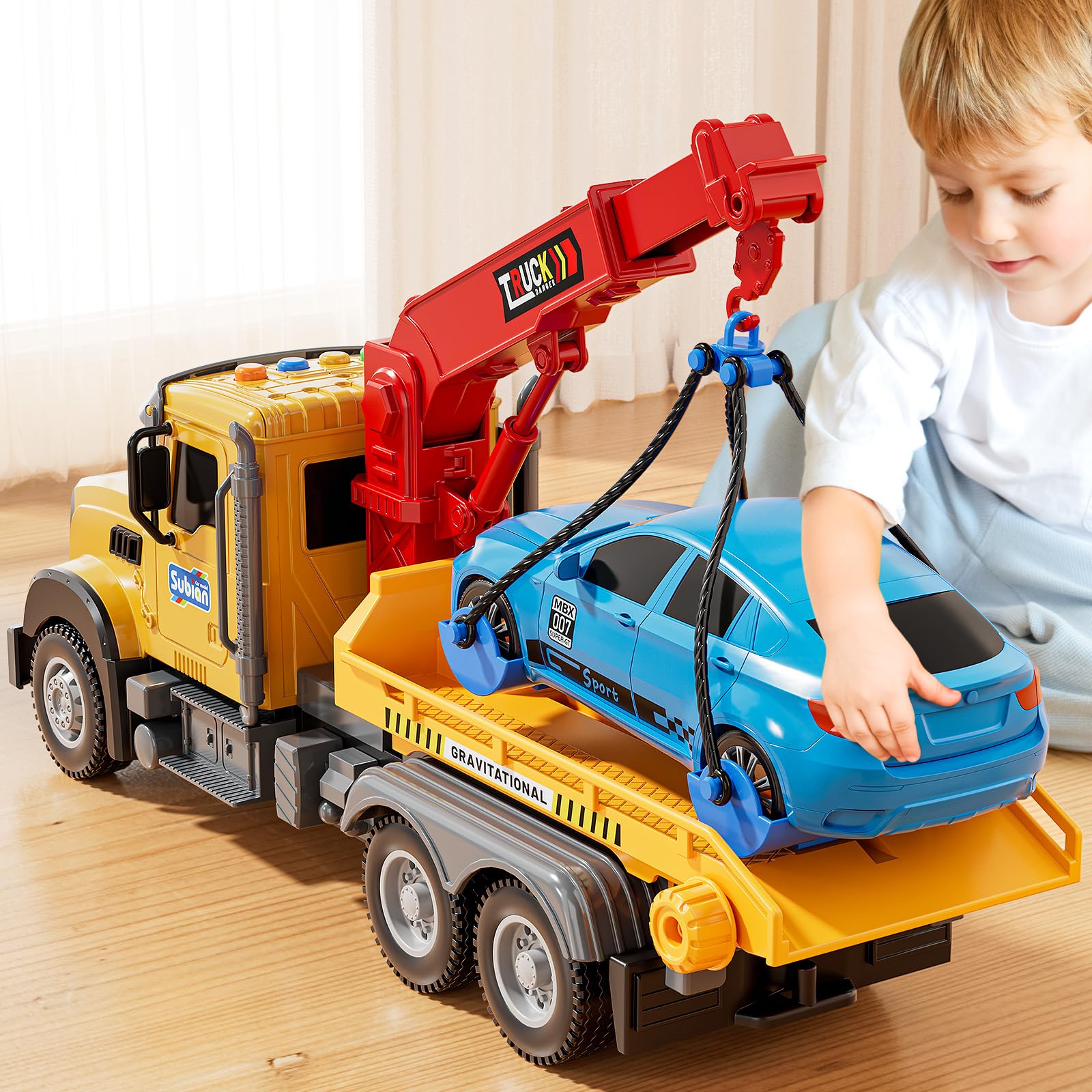 Kids Toys for 3 4 5 6 7 Years Old Boys, Tow Truck Toy,Friction Powered Transport Truck