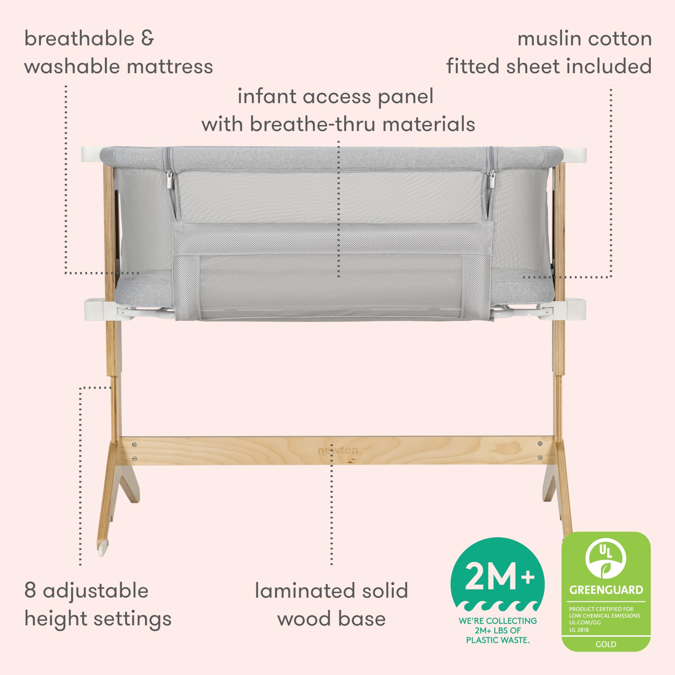 Breathable Bassinet & Bedside Sleeper with Washable Mattress