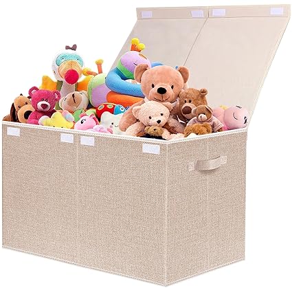 Collapsible Toy Storage Bin with Lid, 82L Large Capacity