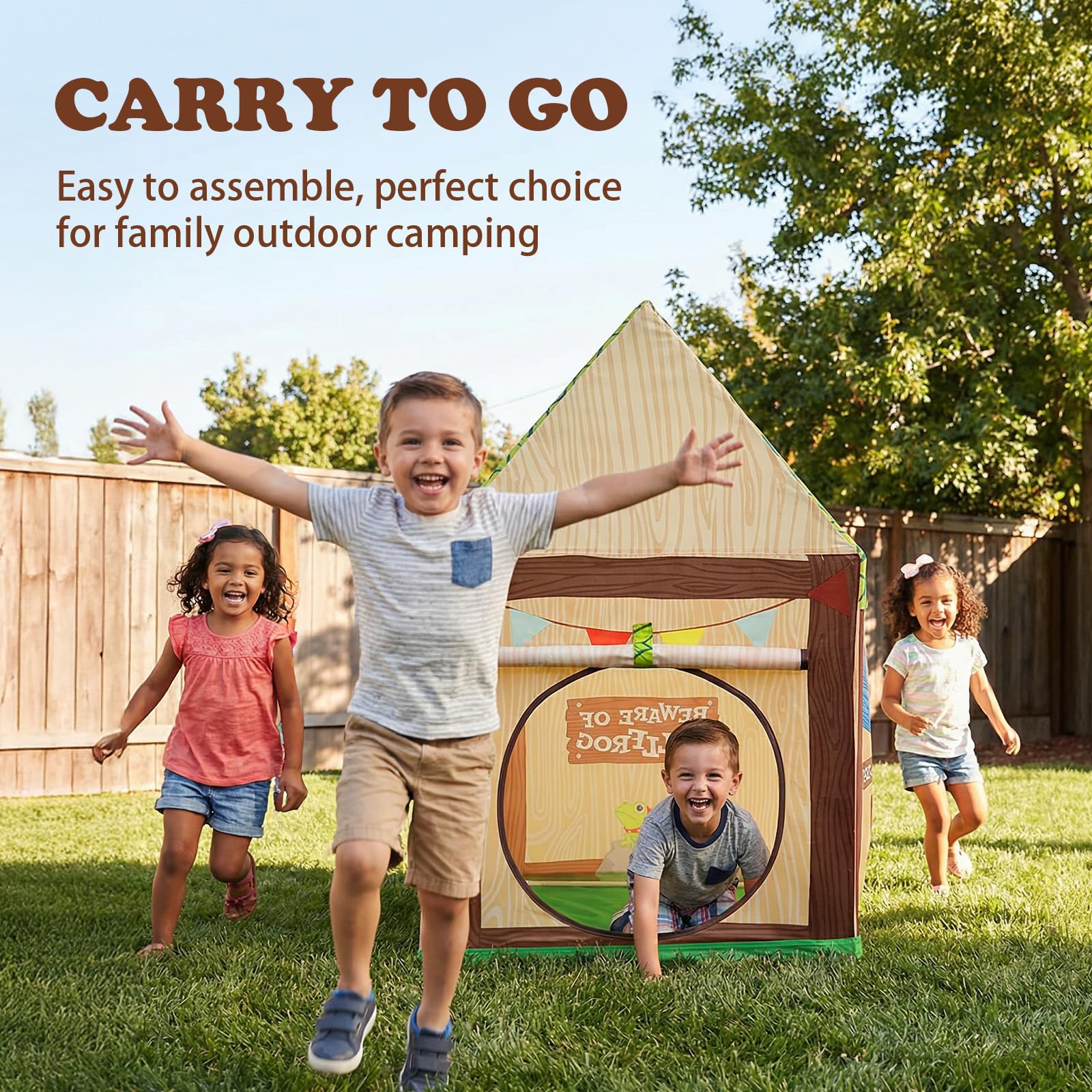 Kids Play Tent Indoor Clubhouse with Roll-Up Door and Windows