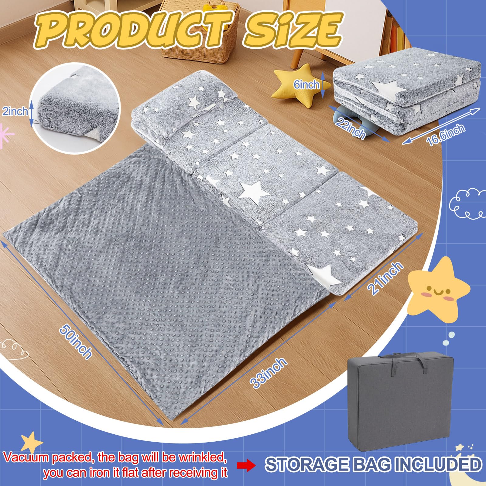 Toddler Nap Mat with Removable Pillow and Blanket