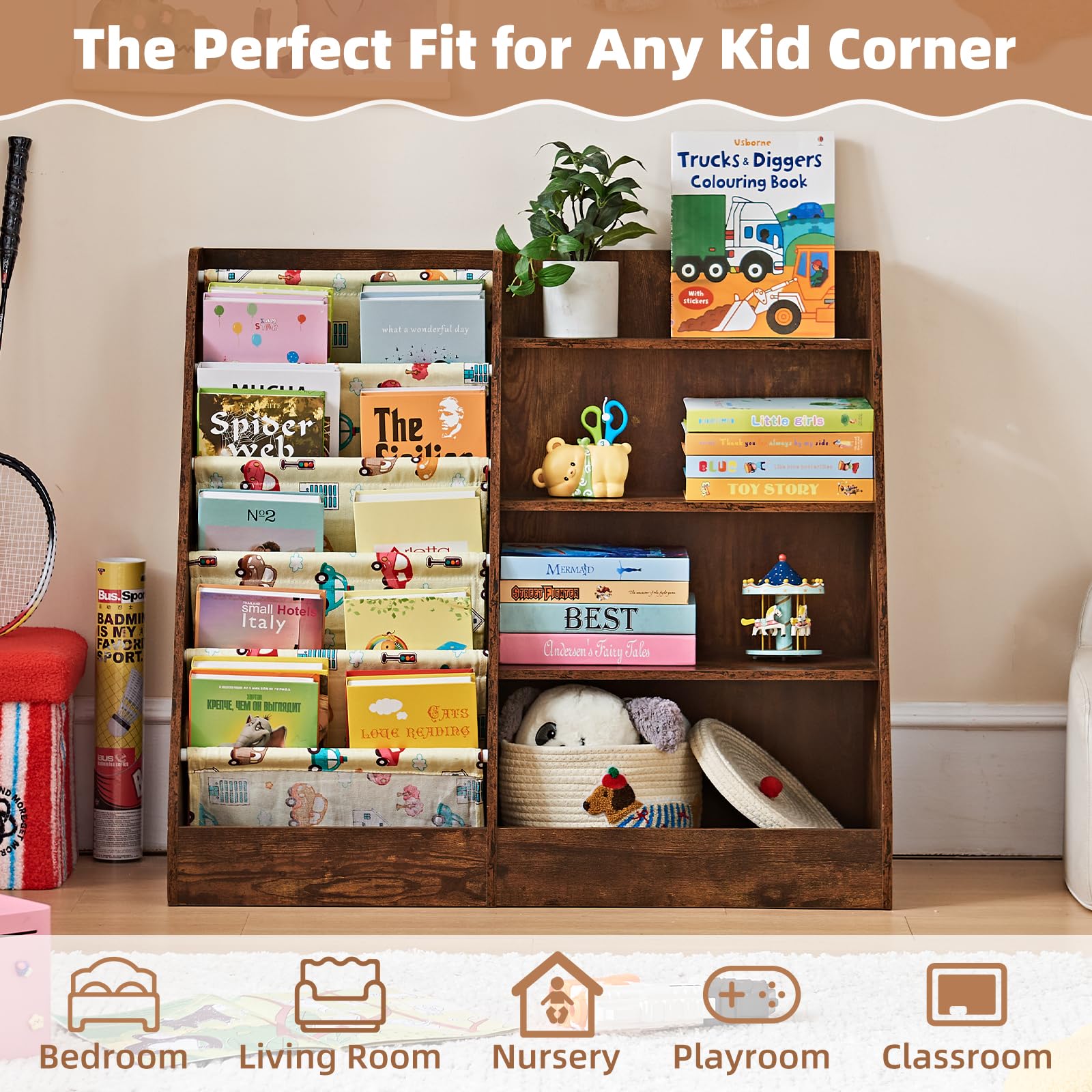 4 Tier Kids Bookshelf and Storage Organizer