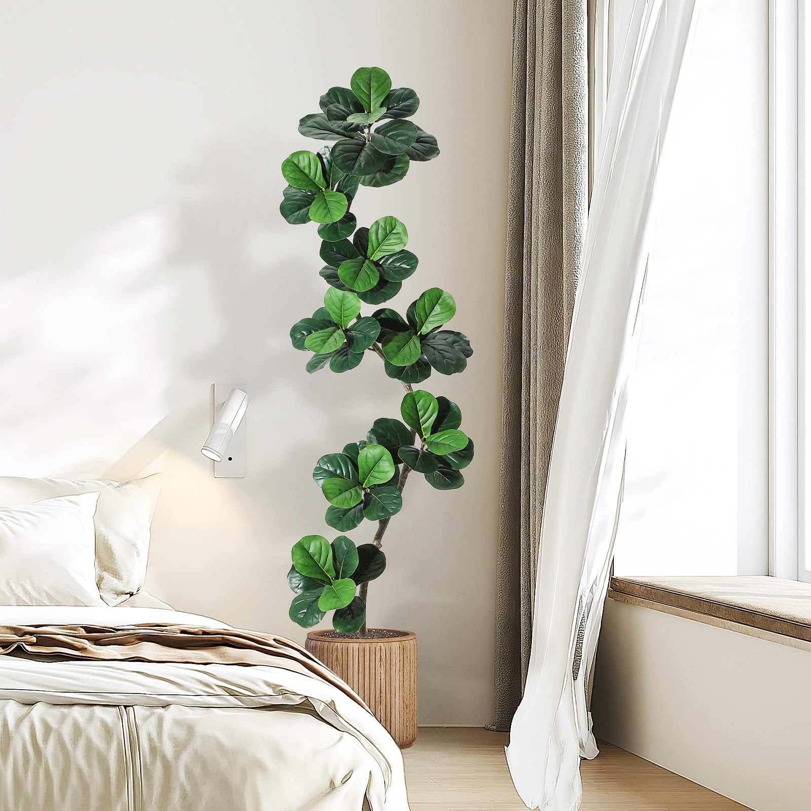 7ft Artificial Fiddle Leaf Fig Tree with White Planter