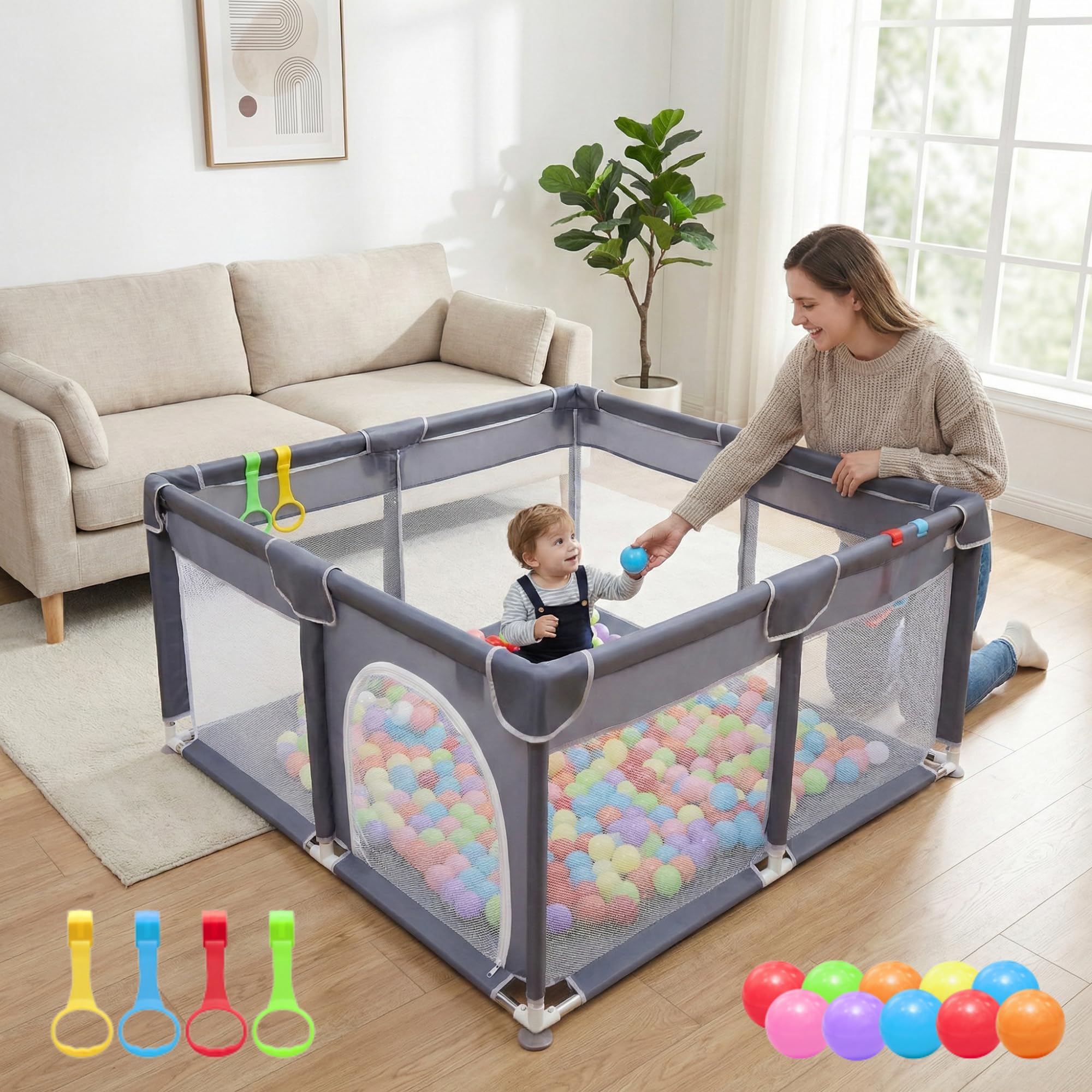 50x50 Large Baby Playpen with Mesh Sides