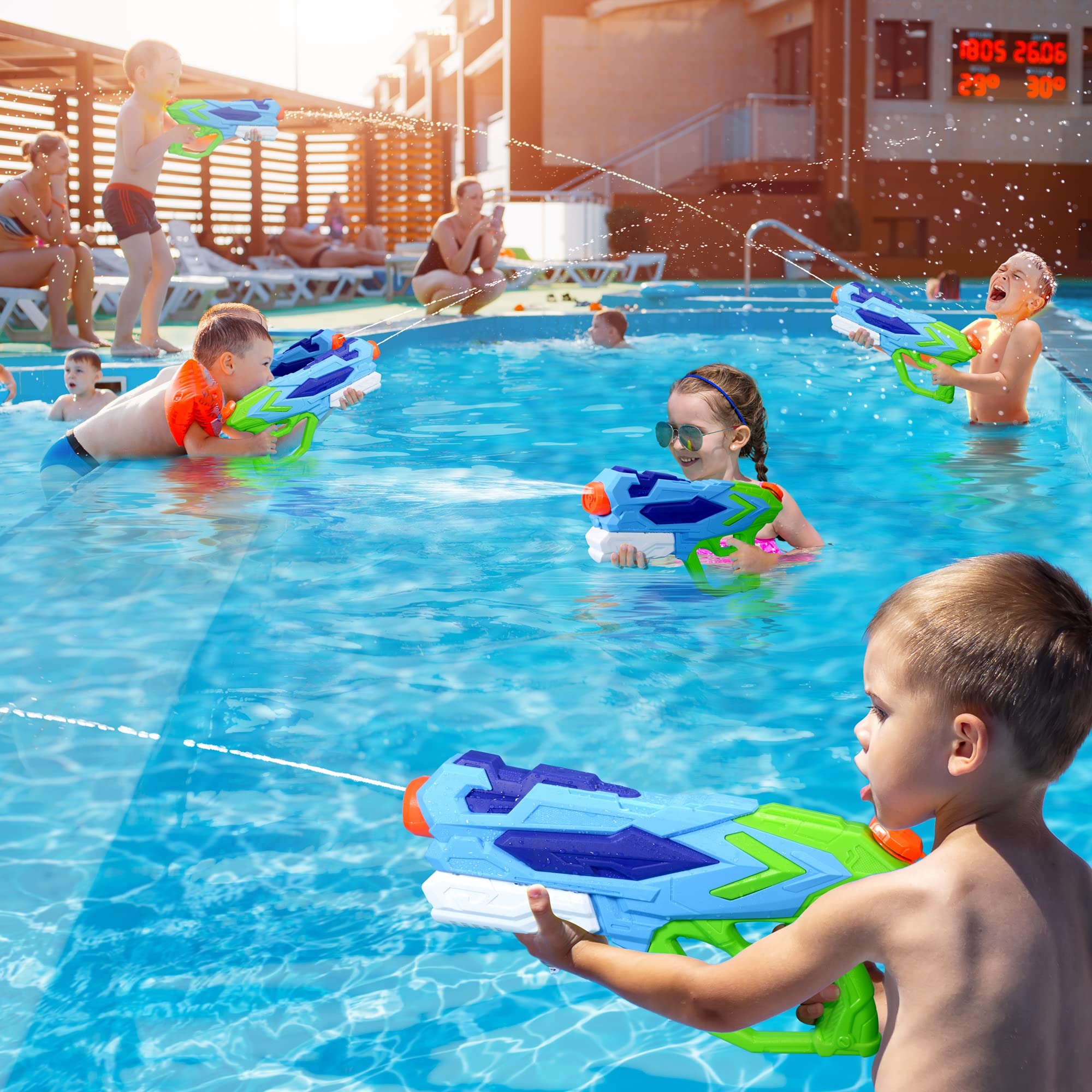 Water Gun for Kids - Quick Soaking Pump, Long Range, 4 Shooting Modes