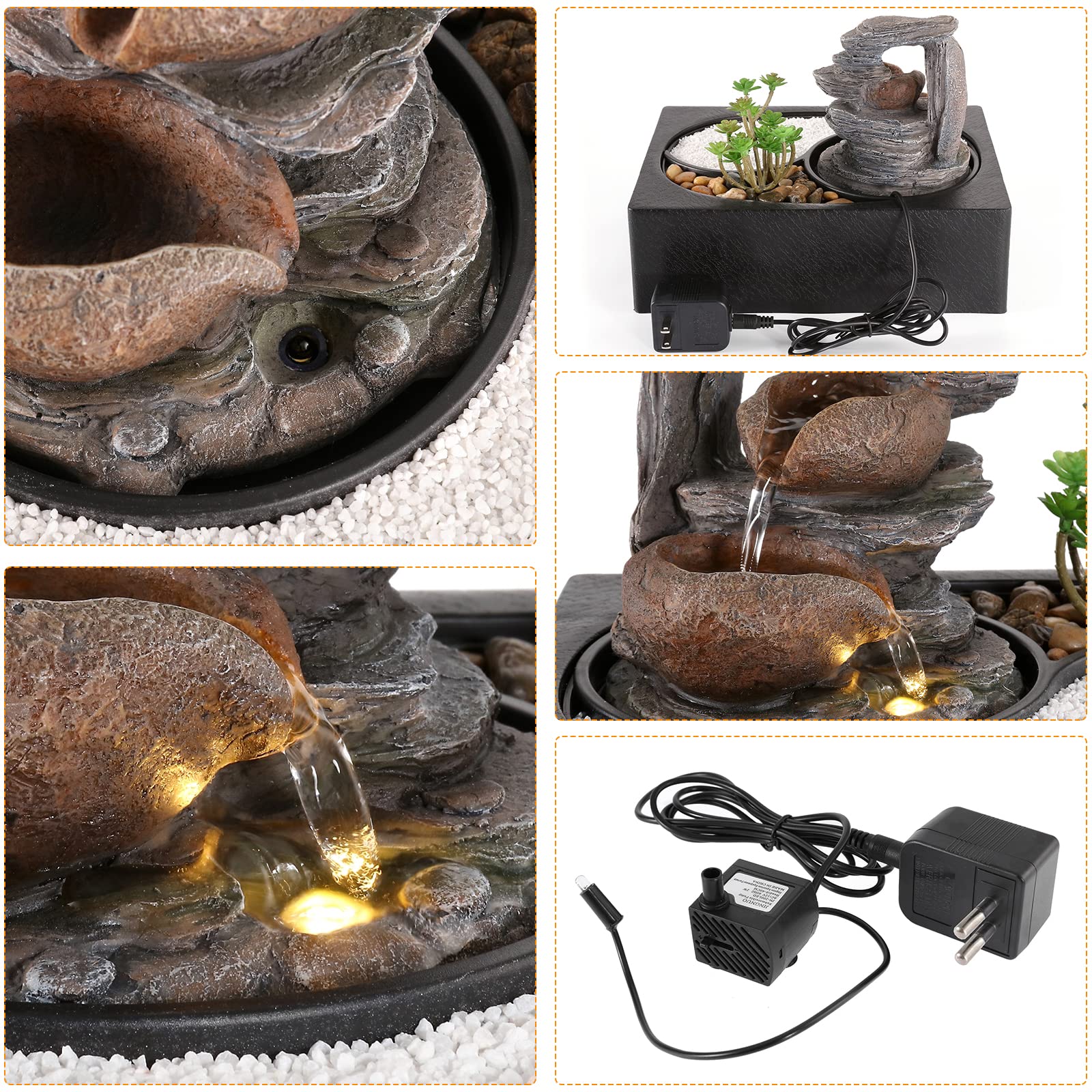 Indoor Waterfall Fountain with LED Light