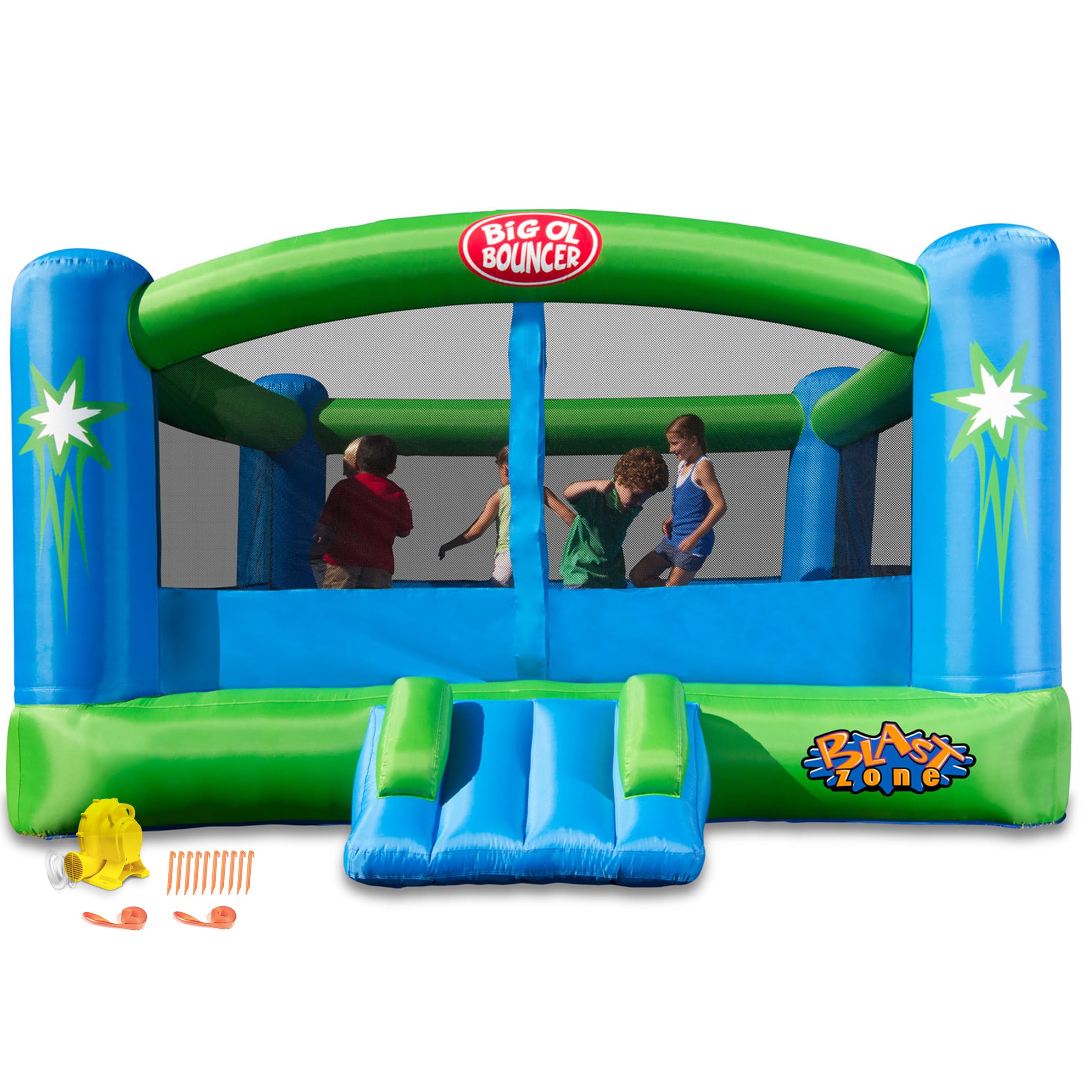 Big Ol Bouncer Inflatable Bounce House w/Blower - Huge - Premium Quality - 6 Players